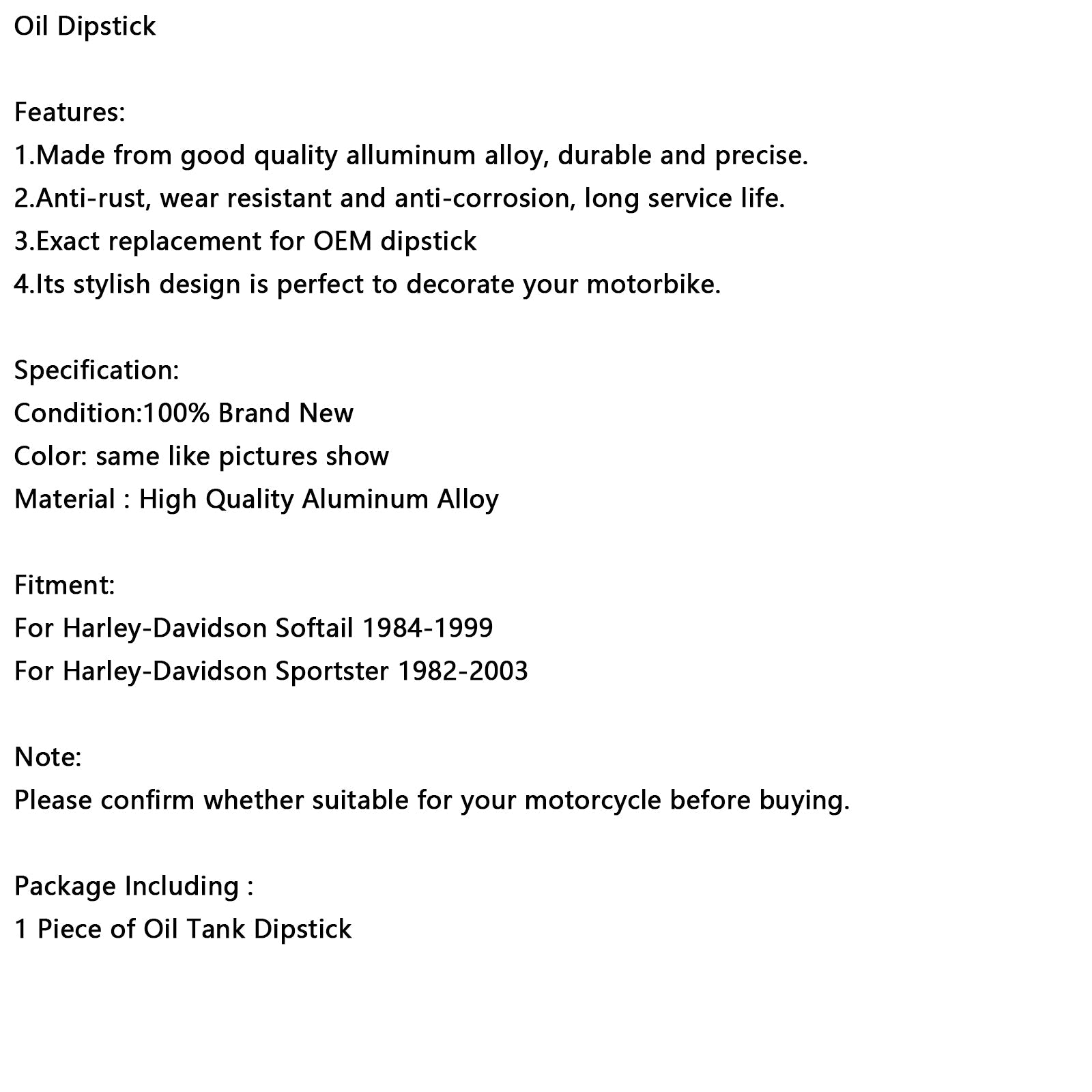 Enchufe de tanque de calibre de aceite para Softail 84-99 Sportster 82-03