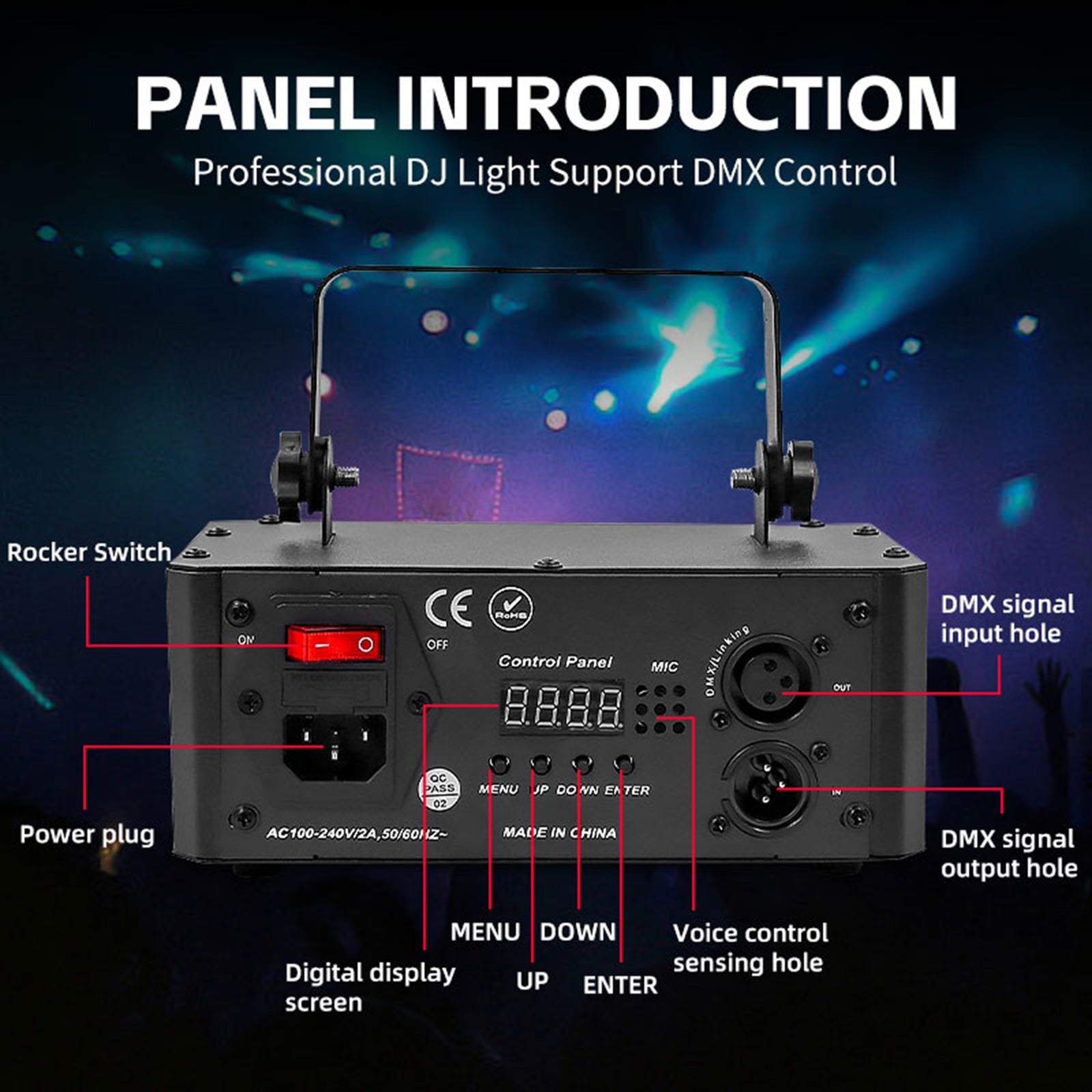 Système d'éclairage laser LED UV 6 en 1 pour scènes de discothèque et clubs