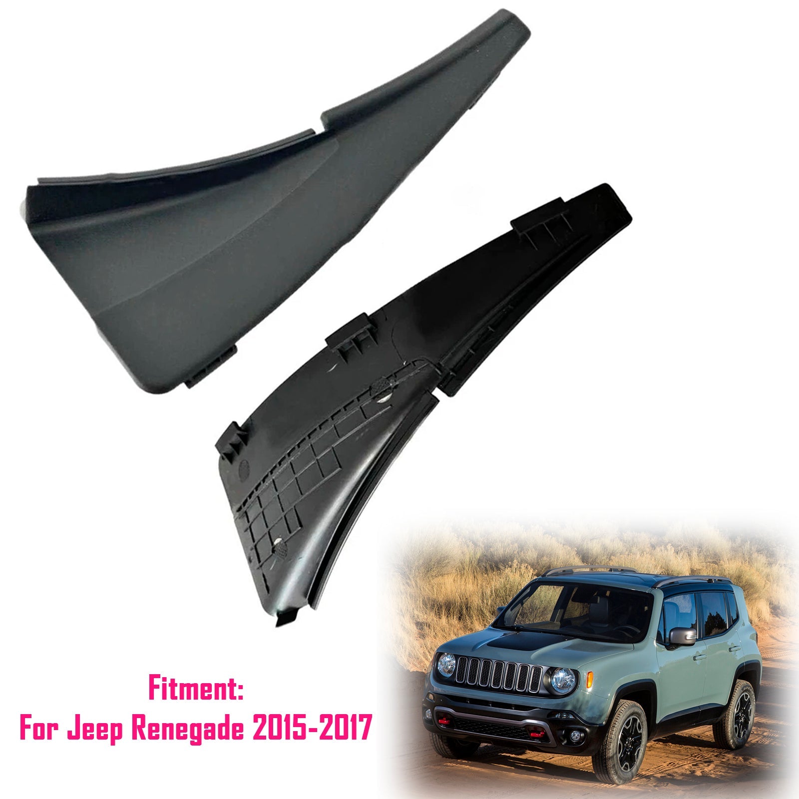 Paire de caches d'essuie-glace d'angle de pare-brise pour Jeep Renegade 2015-2017