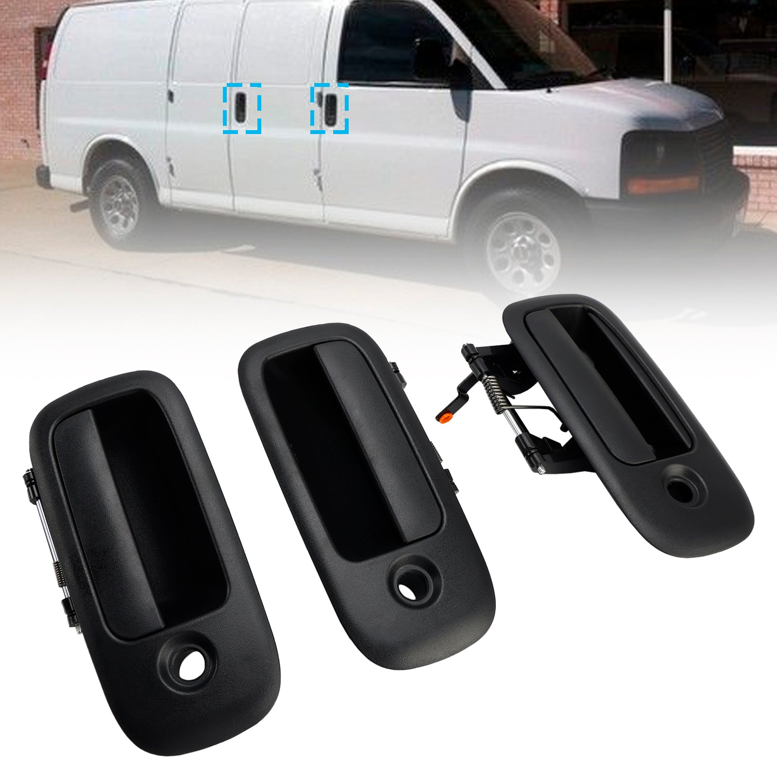 Set di 3 maniglie per porte anteriori esterne per Chevrolet Express 1500 2500 1996-2009