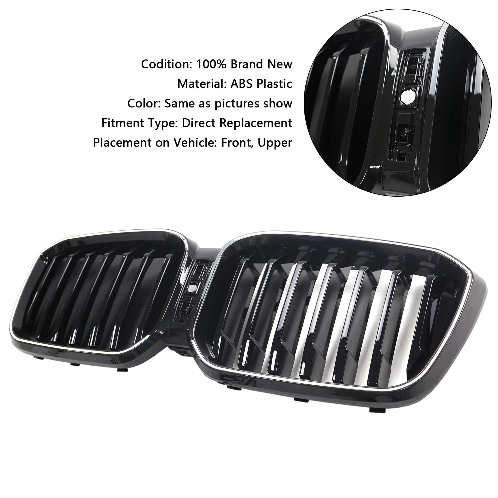 Bright Black Bumper-rooster met gat met gat voor camera voor BMW X3 G01 X4 G02 2022-2025