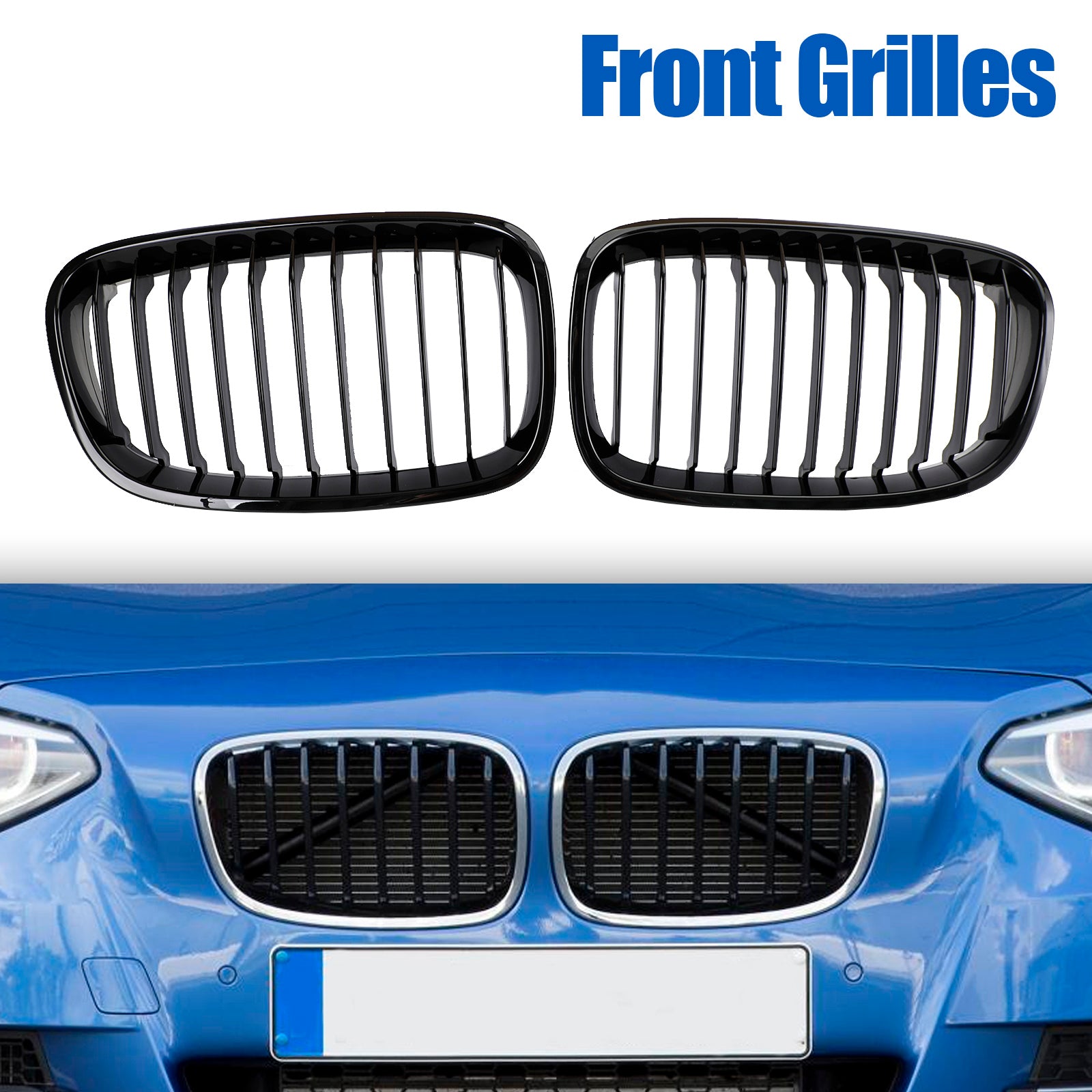 2012-2014 BMW Série 1 F20 F21 2PCS Grille de calandre de pare-chocs avant