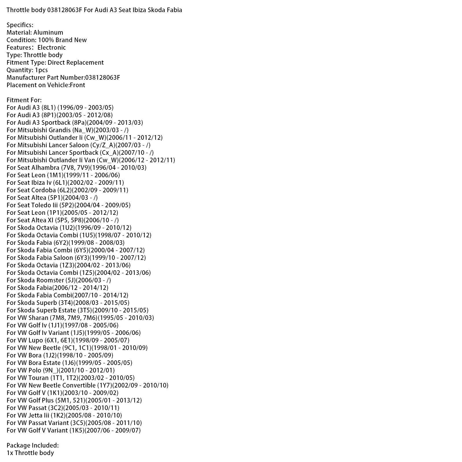 Body Body 038128063F dla VW Golf Plus (5M1, 521) (2005/01 - 2013/12)