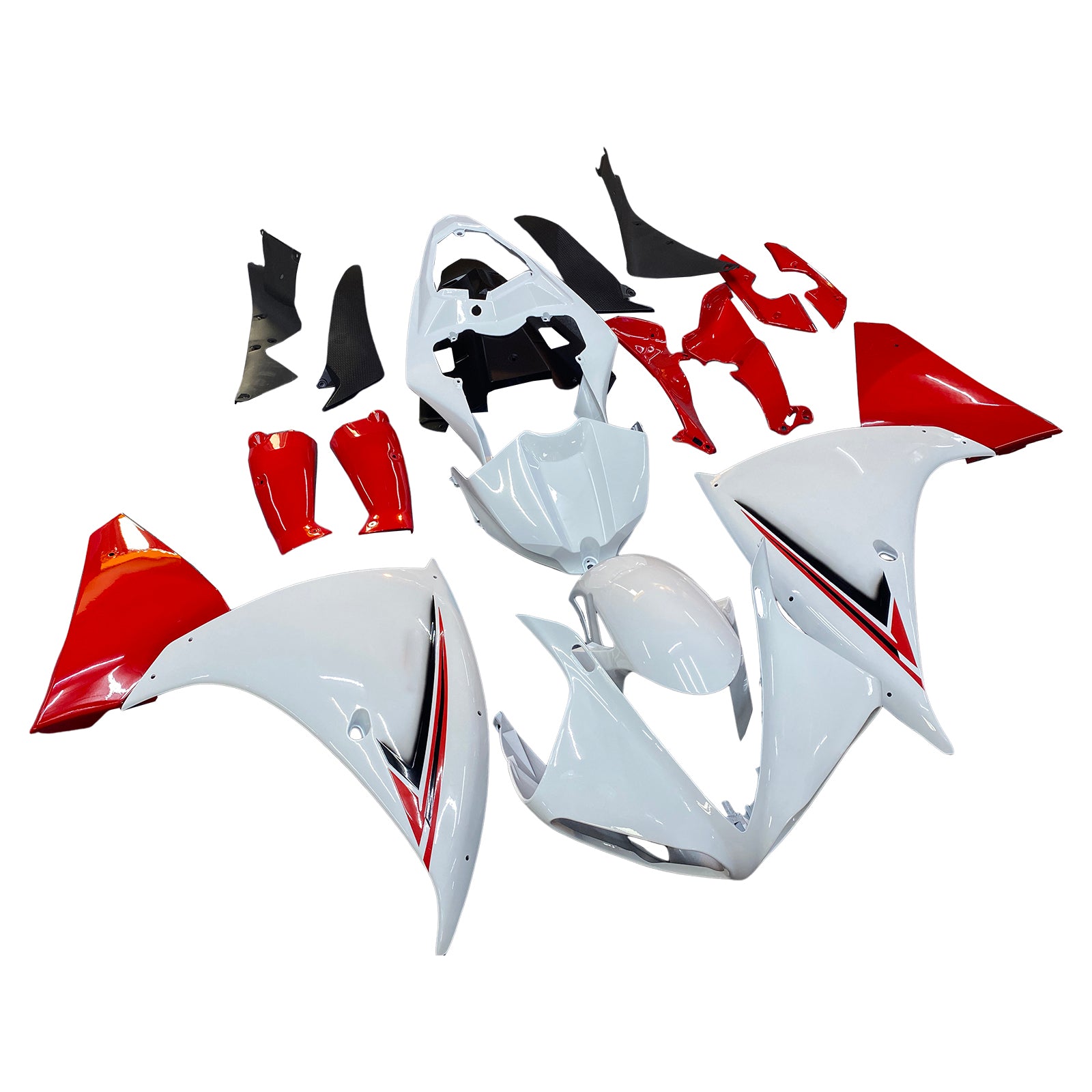 Kit de carénage en plastique ABS moulé par injection rouge et blanc pour Yamaha YZF R1 2009-2011