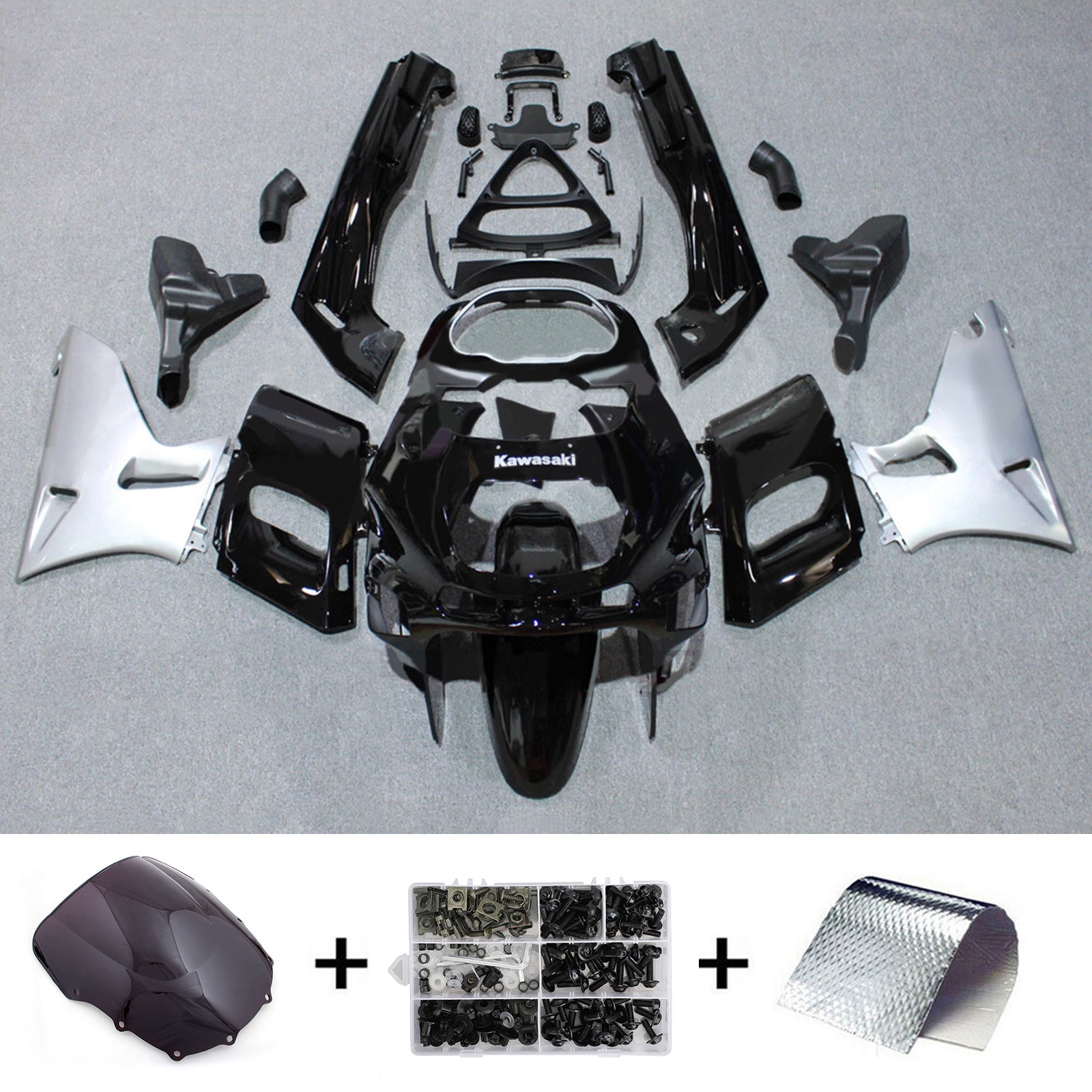 Kit carena iniettata in plastica ABS compatibile con Kawasaki ZZR400 1993-2007 e ZZR600 1998-2003