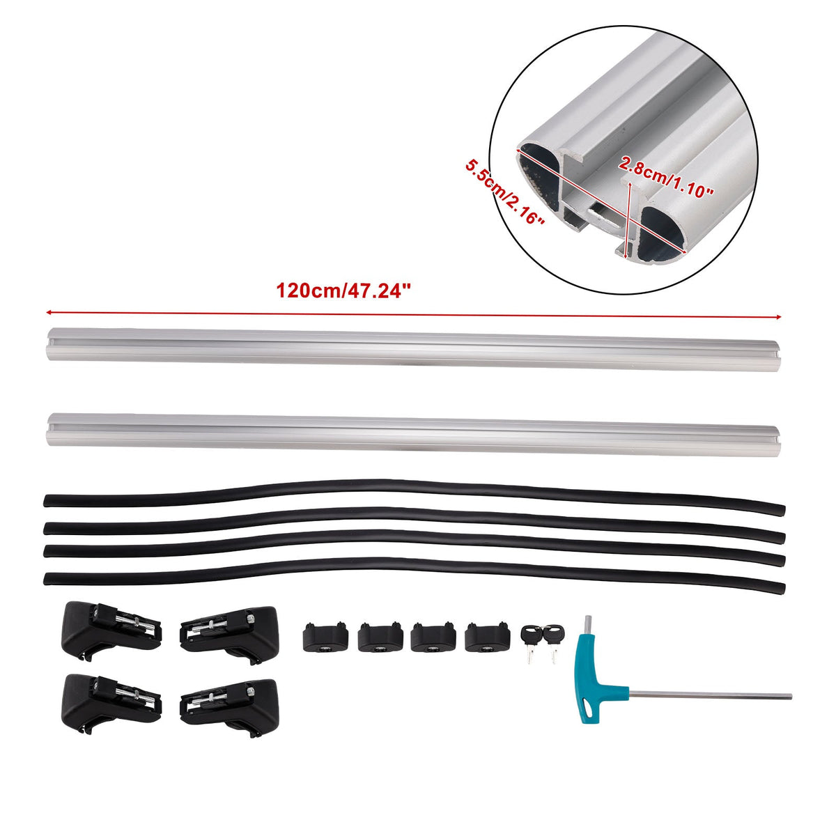 Universeller Aluminium-Autodachträger, Gepäckträger, Querträger, abschließbar, 120 cm