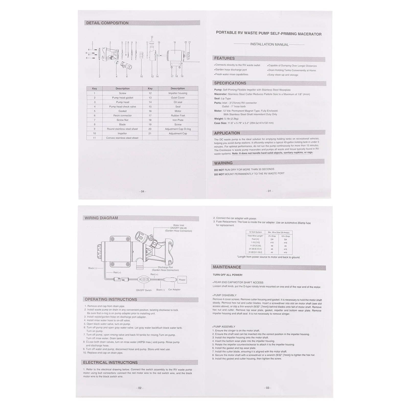 18555-000A Prenosna odpadna črpalka za avtodome 12 V DC