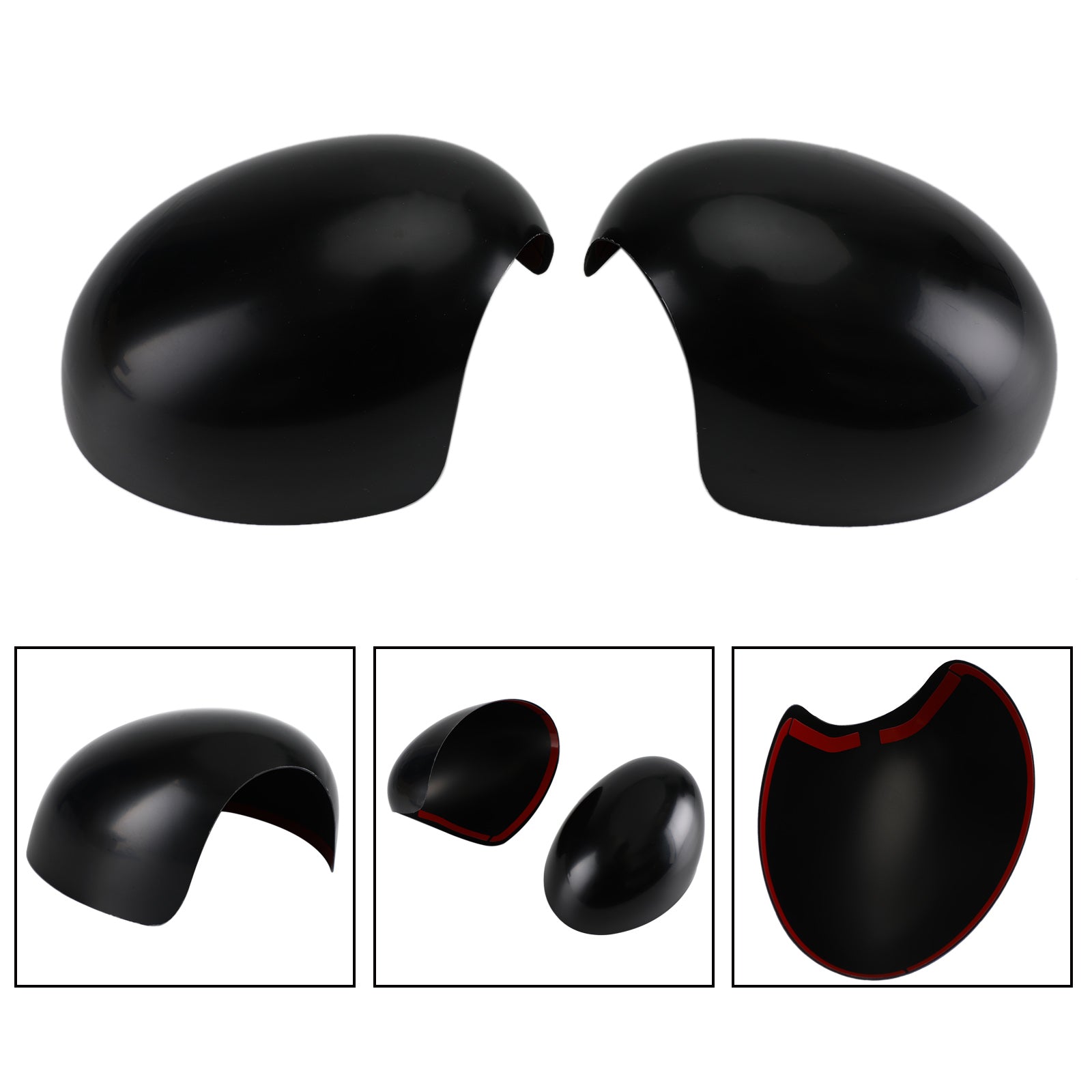 2 x Black Mirror Covers pour MINI Cooper R55 R56 R57 High Quality