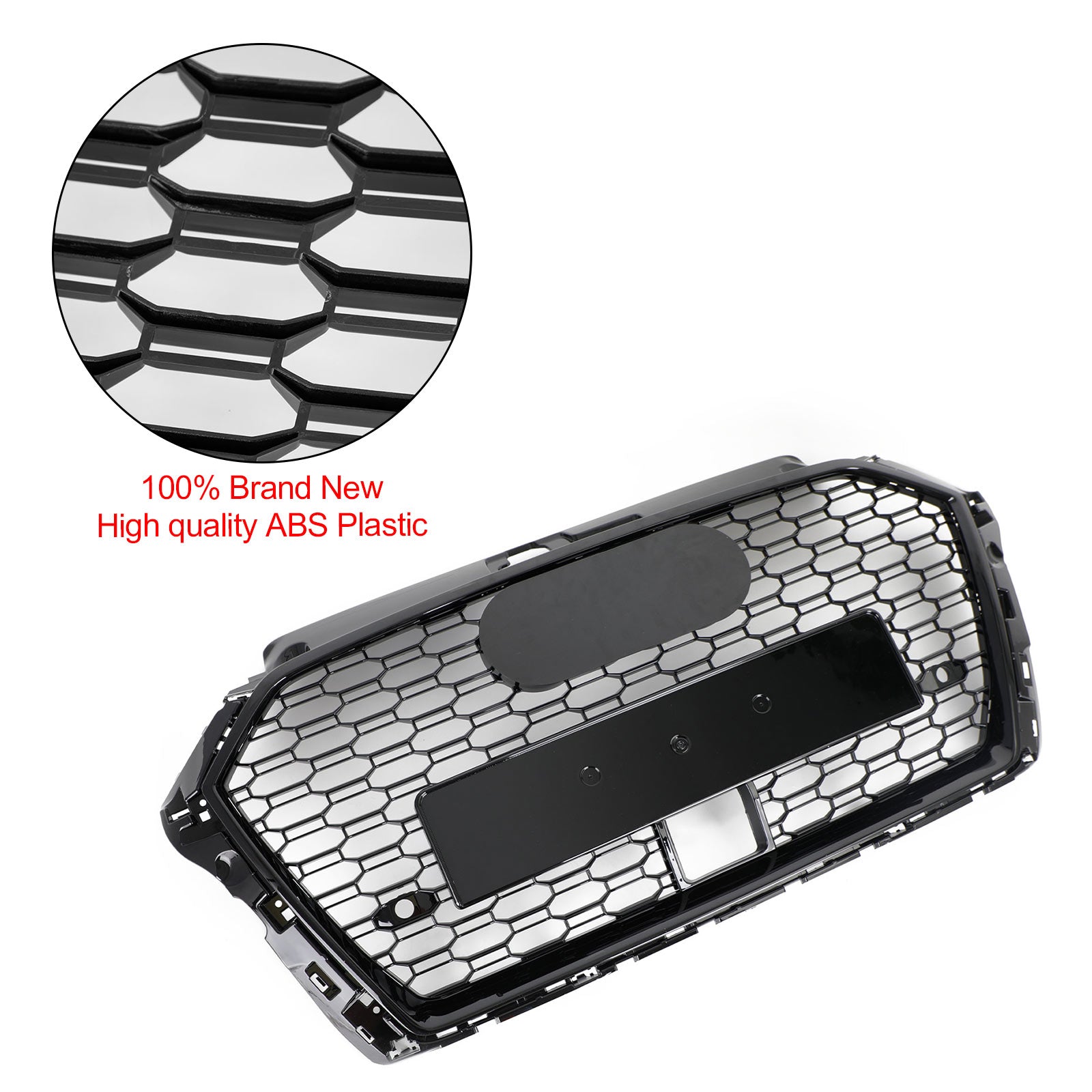 Grille avant style nid d'abeille RS3 pour Audi A3 S3 2017-2019 avec ACC, noir brillant.