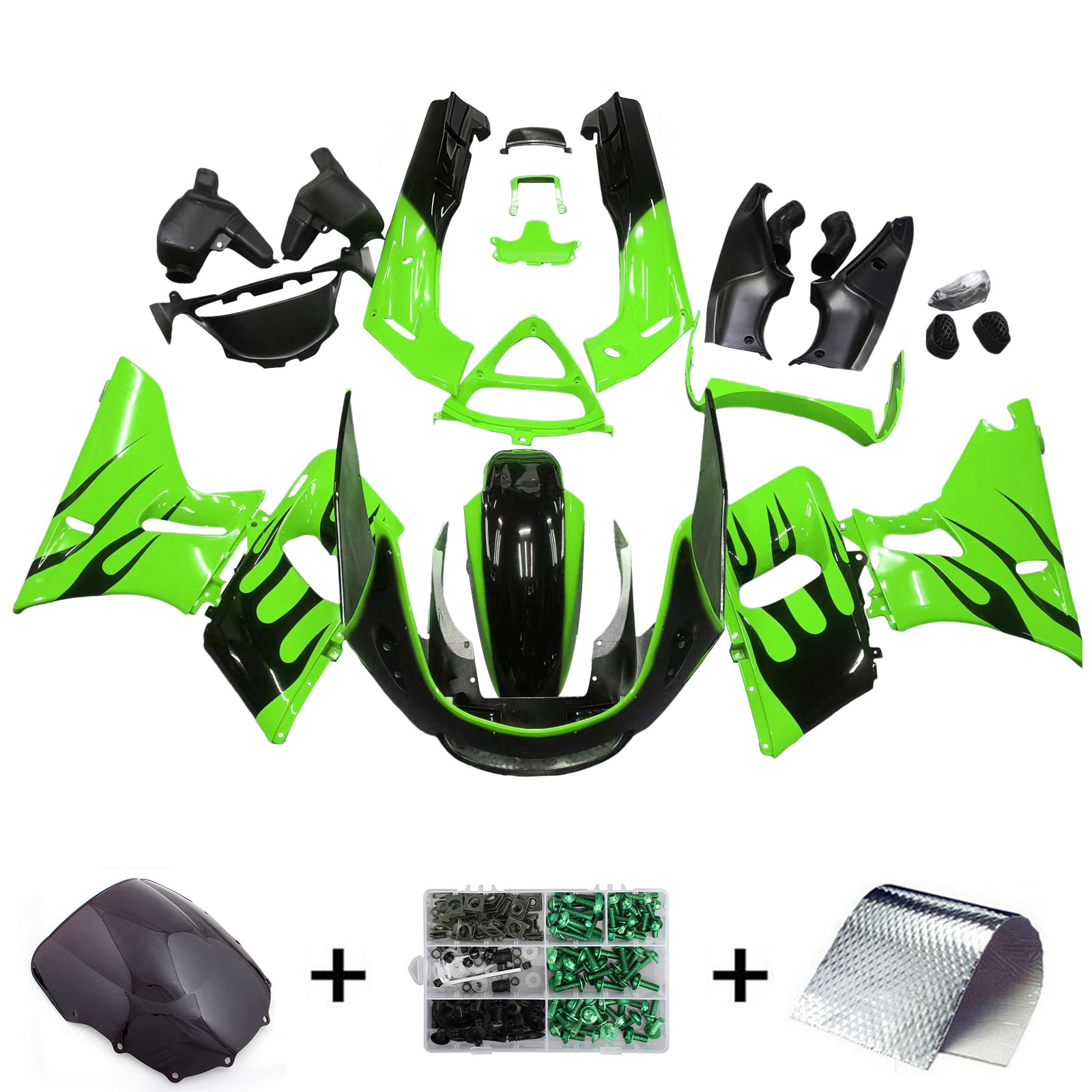 Kit de carénage en plastique ABS injecté compatible avec Kawasaki ZZR400 1993-2007 ZZR600 1998-2003