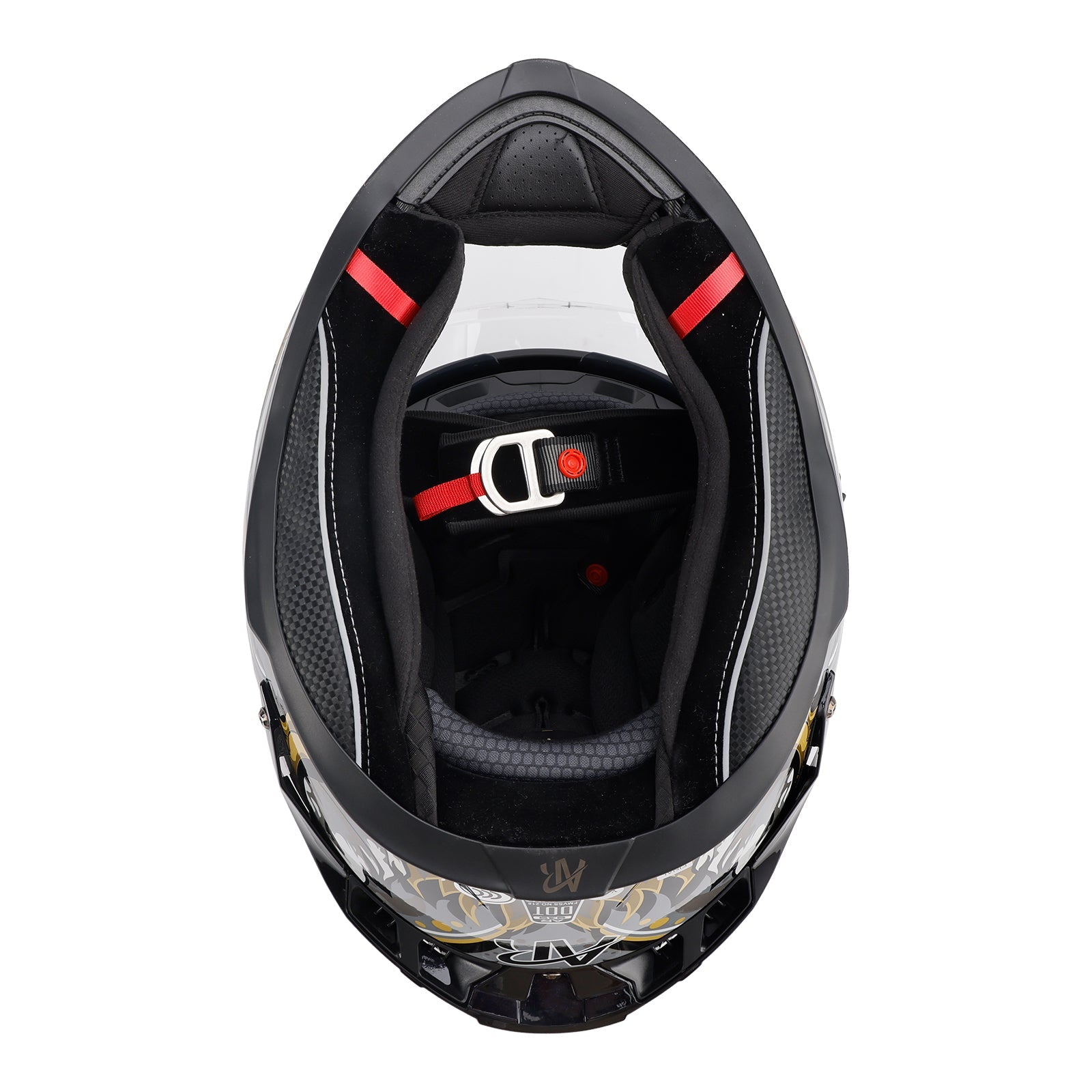 Casco de motocicleta integral Dot para adultos, negro y oro