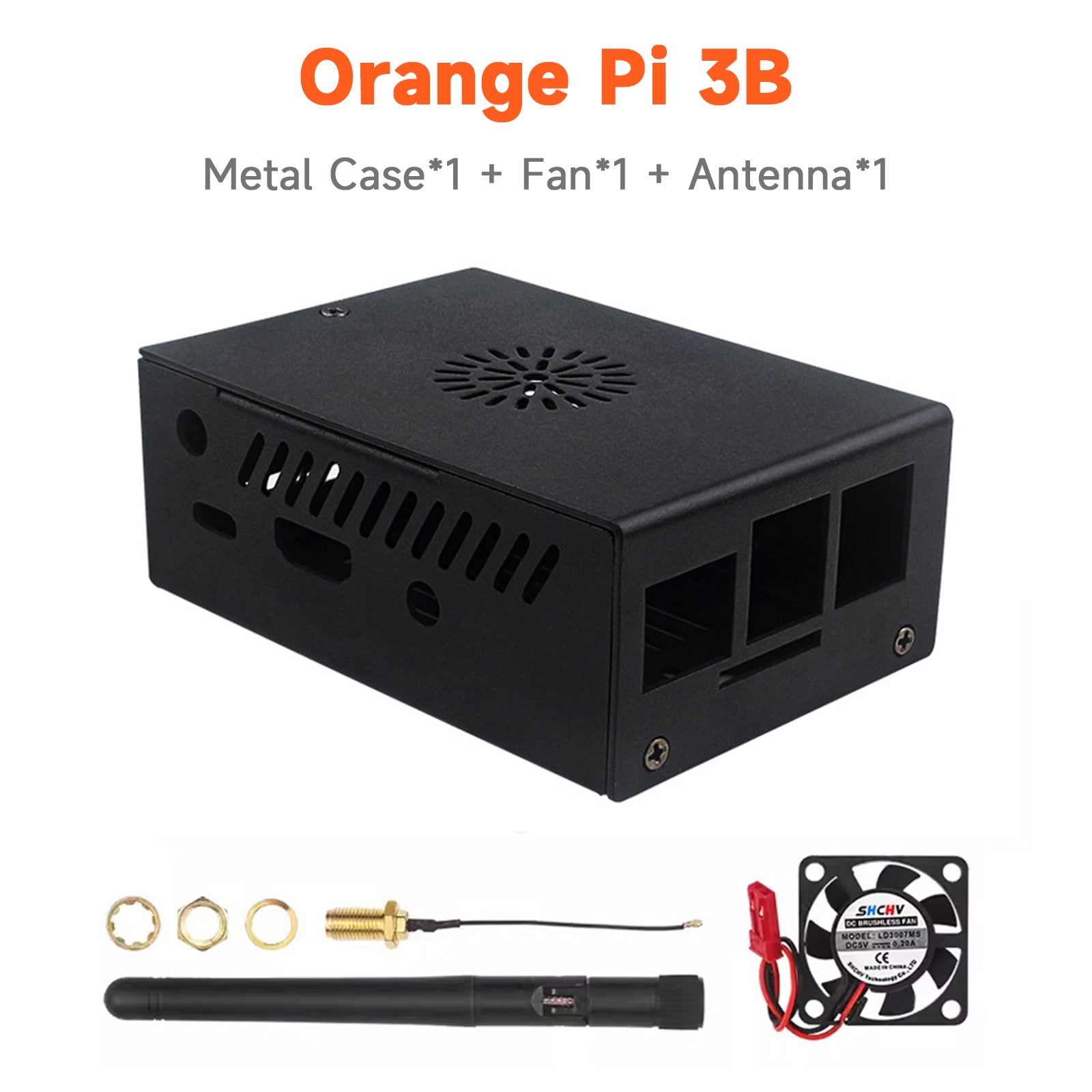 Boîtier métallique en alliage d'aluminium pour Orange Pi 3B avec ventilateur de refroidissement