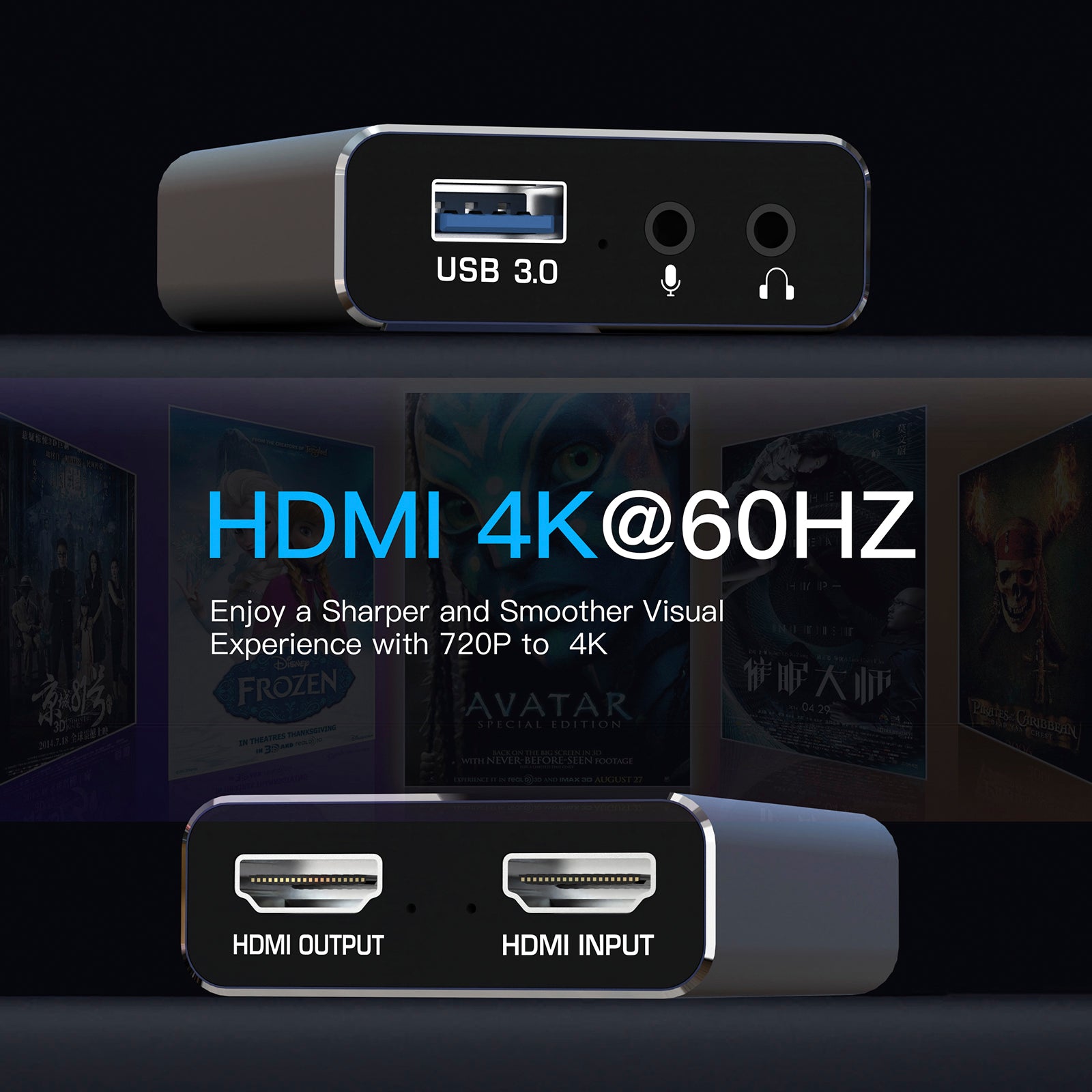 Carte d'acquisition HDMI Vidéo 4K Enregistrement en direct sur décodeur Acquisition audio
