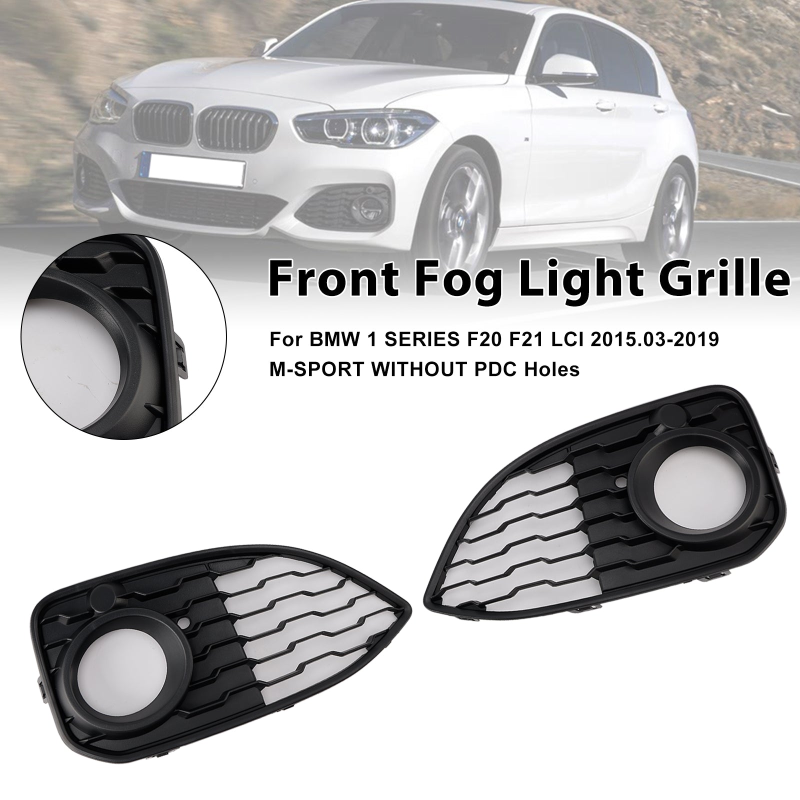 2-delige mistlichtbeschermingsraster voor BMW 1 F20 F21 LCI M-Sport 2015-2019