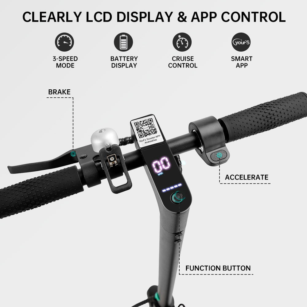 Scooter eléctrico plegable 350W - Autonomía de 35 km - 30 km/h Max - UL2272
