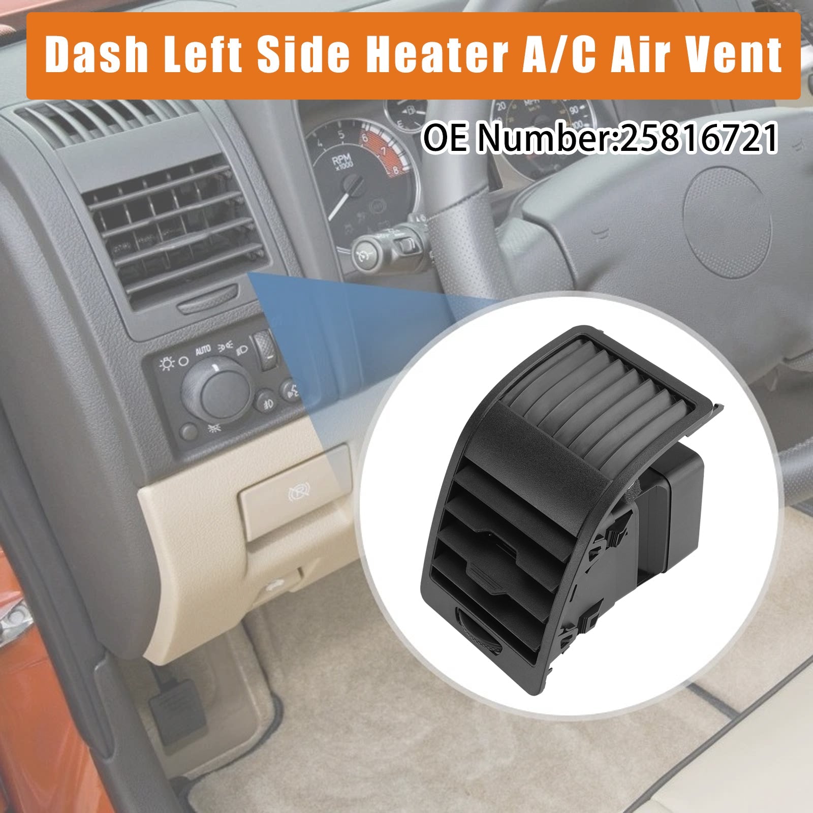 Riscaldatore lato sinistro del cruscotto/griglia di uscita aria CA adatta per Hummer H3 H3T 2006-2010