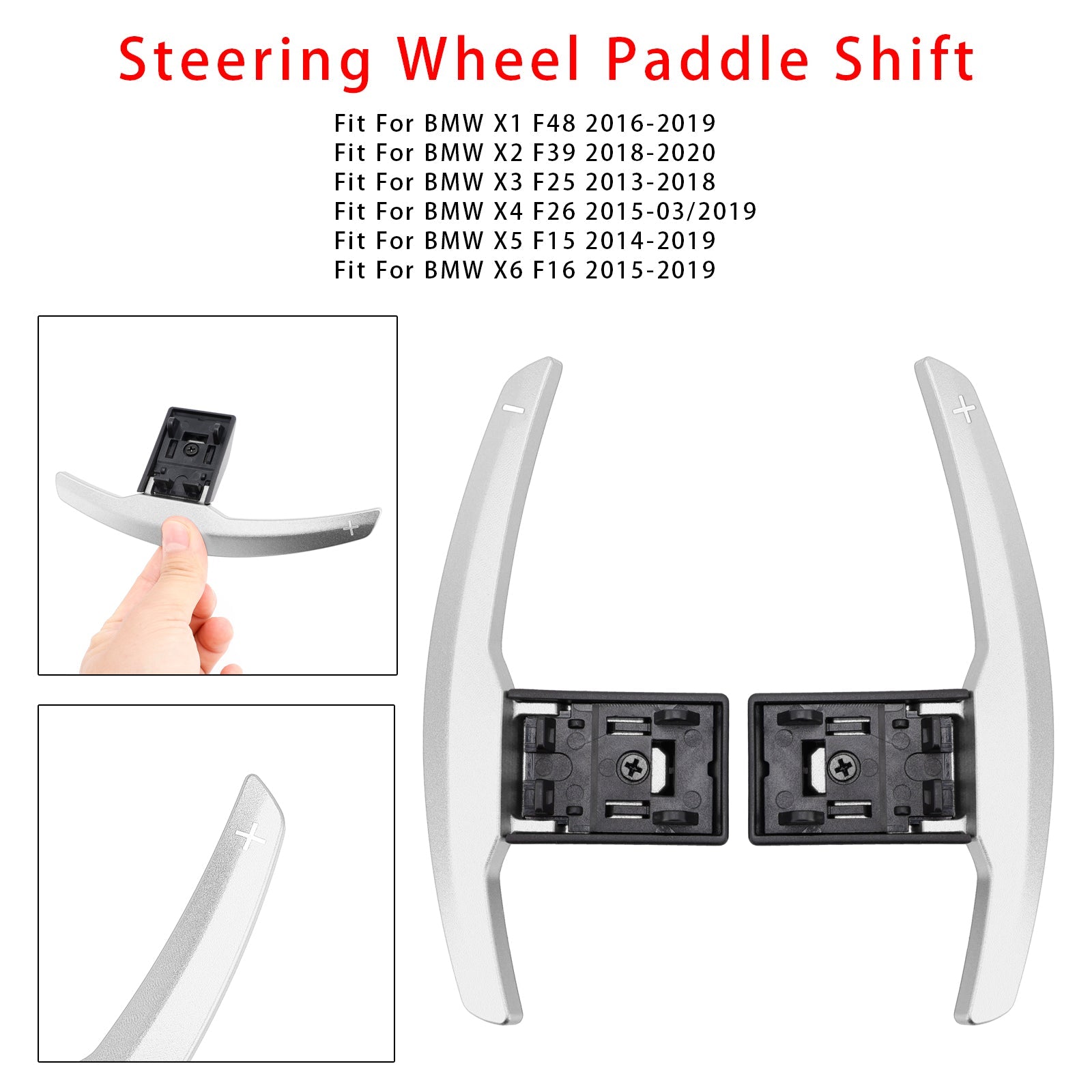 Rozszerzenie palet zmiany prędkości dla serii BMW F30 F31 F32 F10 x3 x5 srebrne aluminium