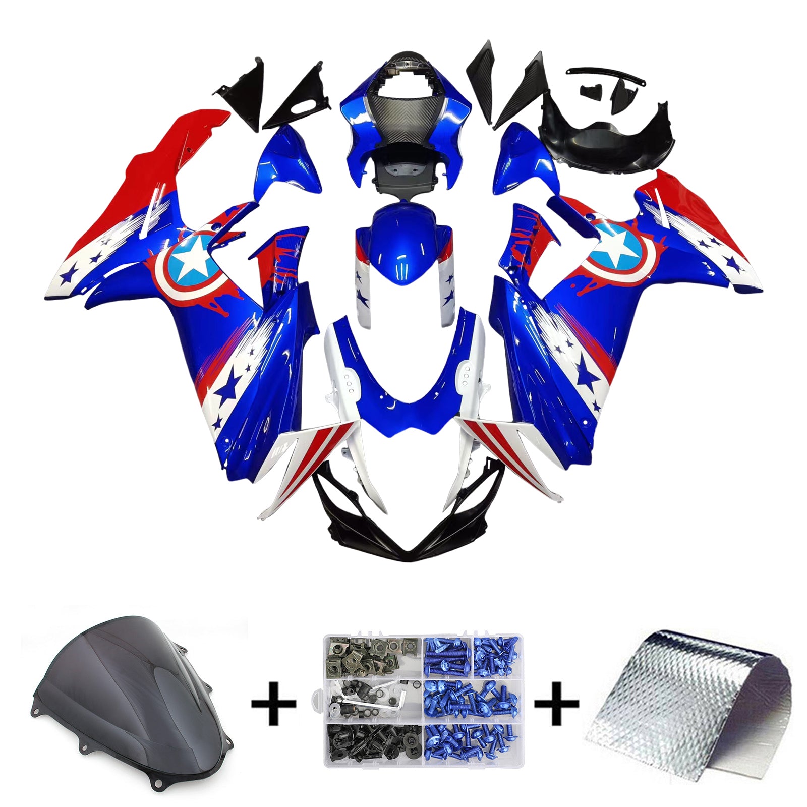 Amotopart Suzuki GSXR 600/750 2011-2023 K11 Kit Carénage Carrosserie Plastique ABS