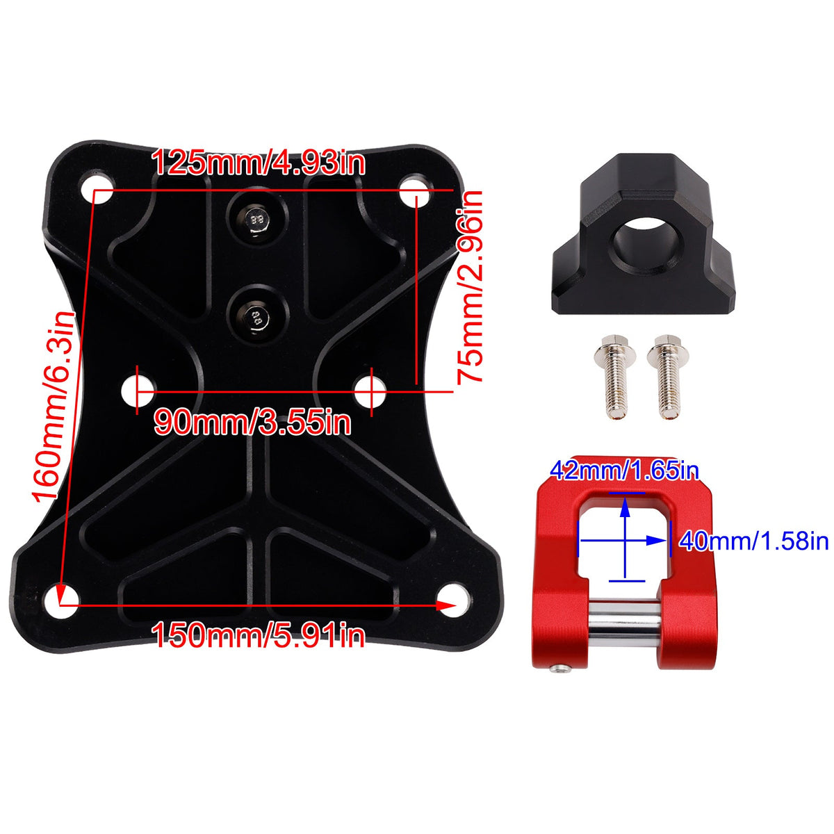 Plaque de traction pour crochet de remorquage arrière avec anneau en D de 3/4"" compatible avec Yamaha Maverick X3 900 X Max