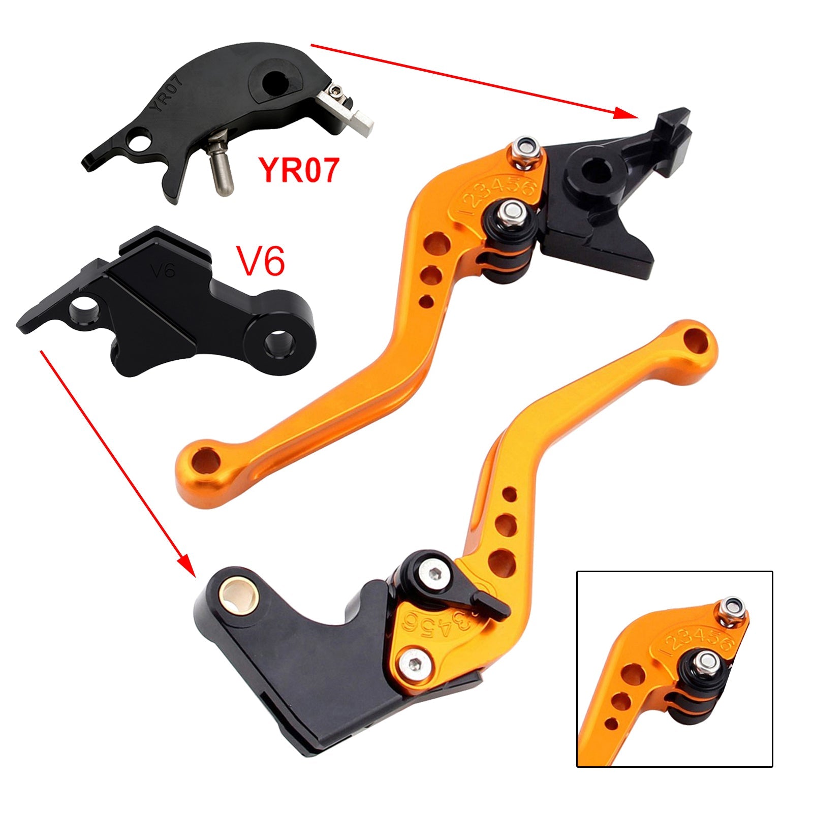 Nouveau levier de frein et d'embrayage court compatible avec YAMAHA XSR900 XSR900GP MT-09 MT-09SP 24-25