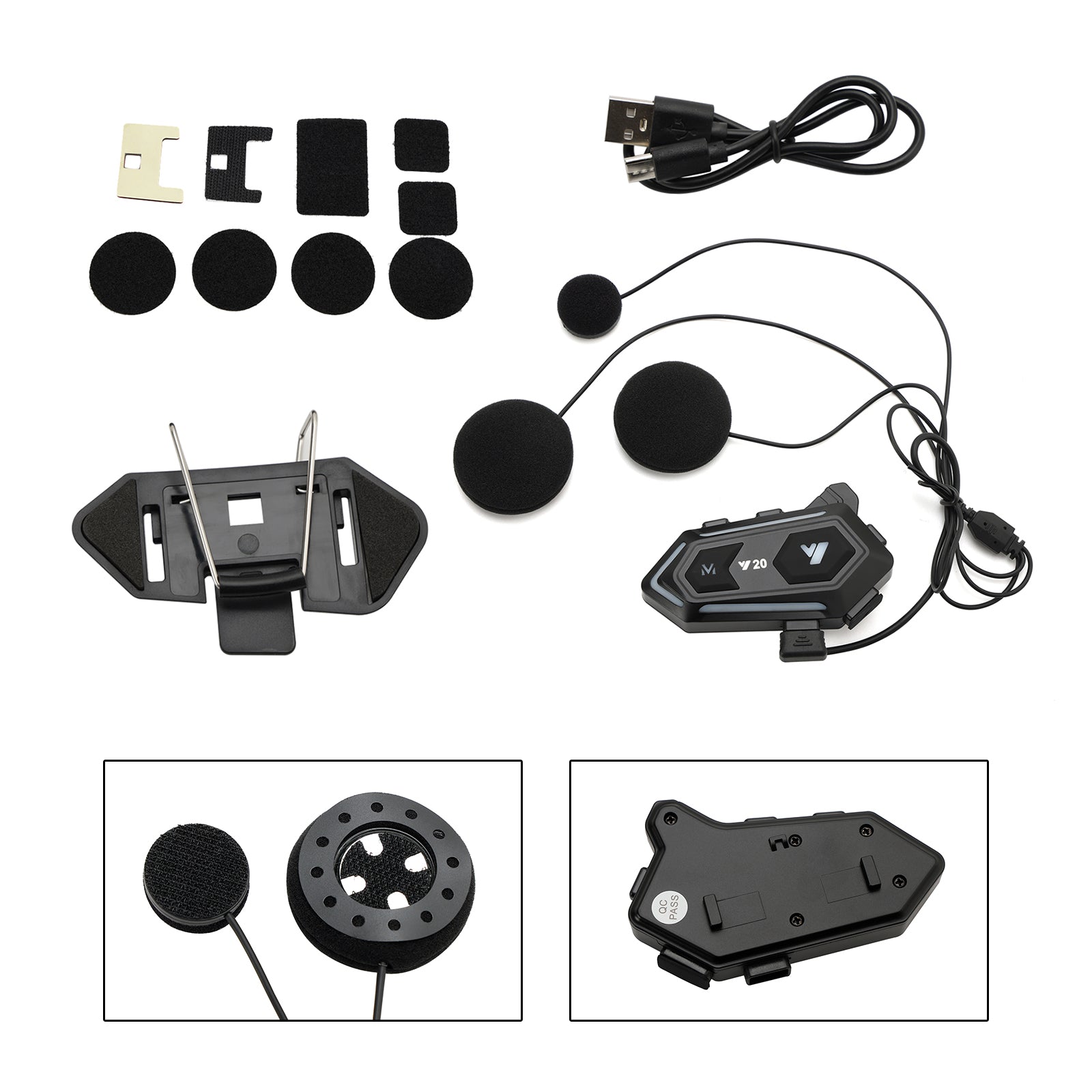 Casque Bluetooth Écouteur Casque Lecteur Sans Fil Universel Noir Y20 Pour Moto