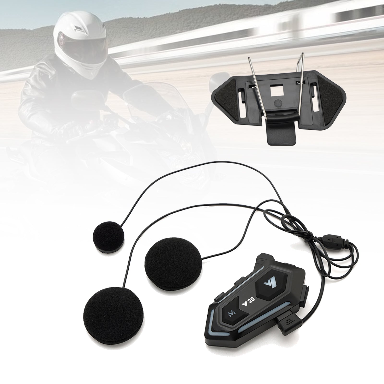 Casque Bluetooth Écouteur Casque Lecteur Sans Fil Universel Noir Y20 Pour Moto