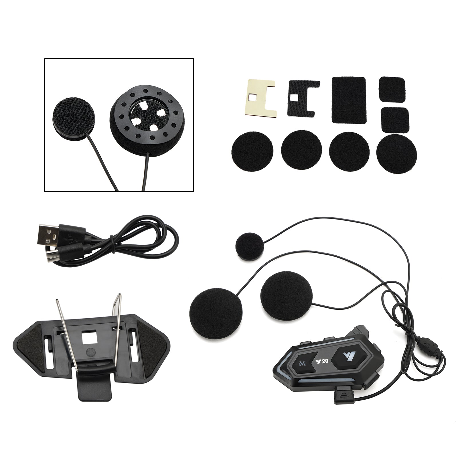 Casque Bluetooth Écouteur Casque Lecteur Sans Fil Universel Noir Y20 Pour Moto