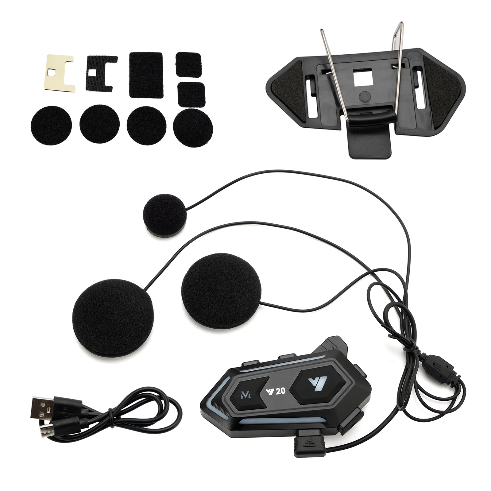 Casque Bluetooth Écouteur Casque Lecteur Sans Fil Universel Noir Y20 Pour Moto
