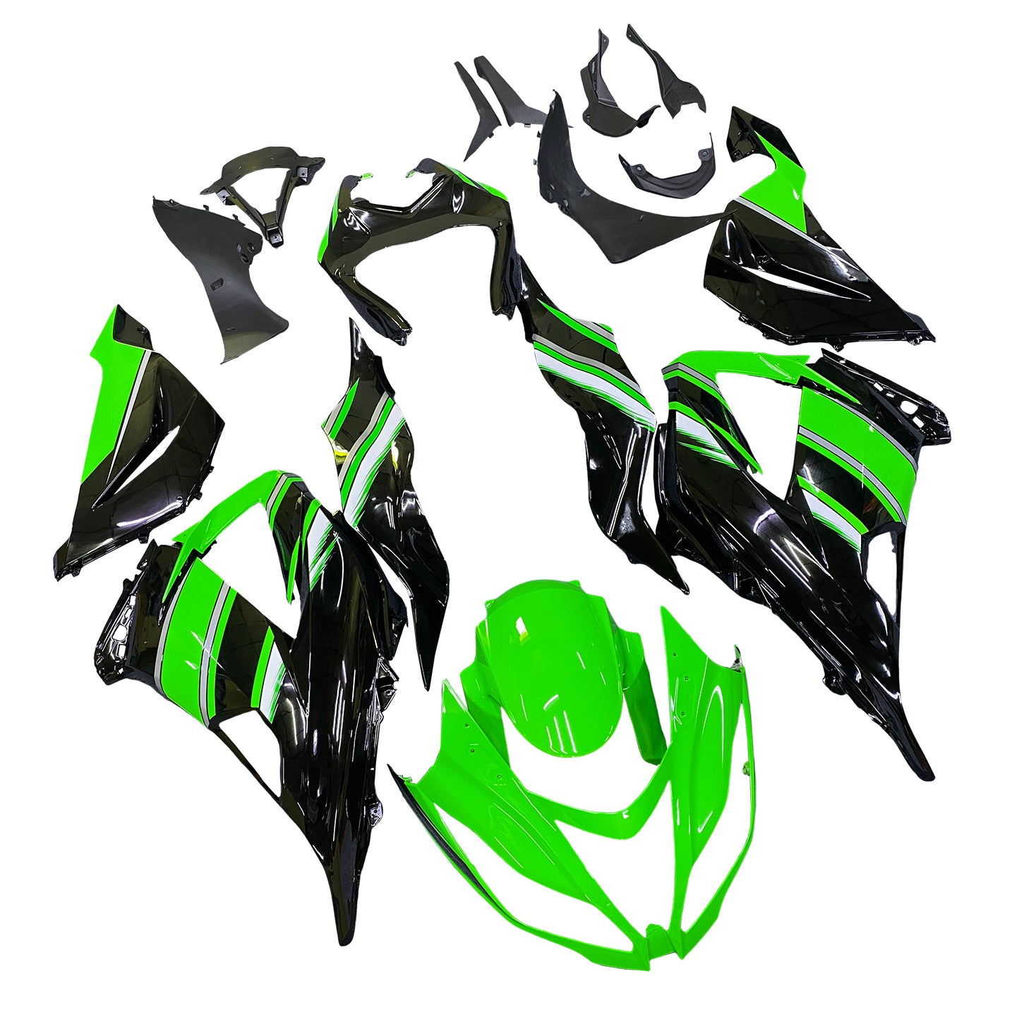 Kit de carénage en plastique moulé par injection vert avec kit de vis pour Kawasaki ZX-6R 2013-2018