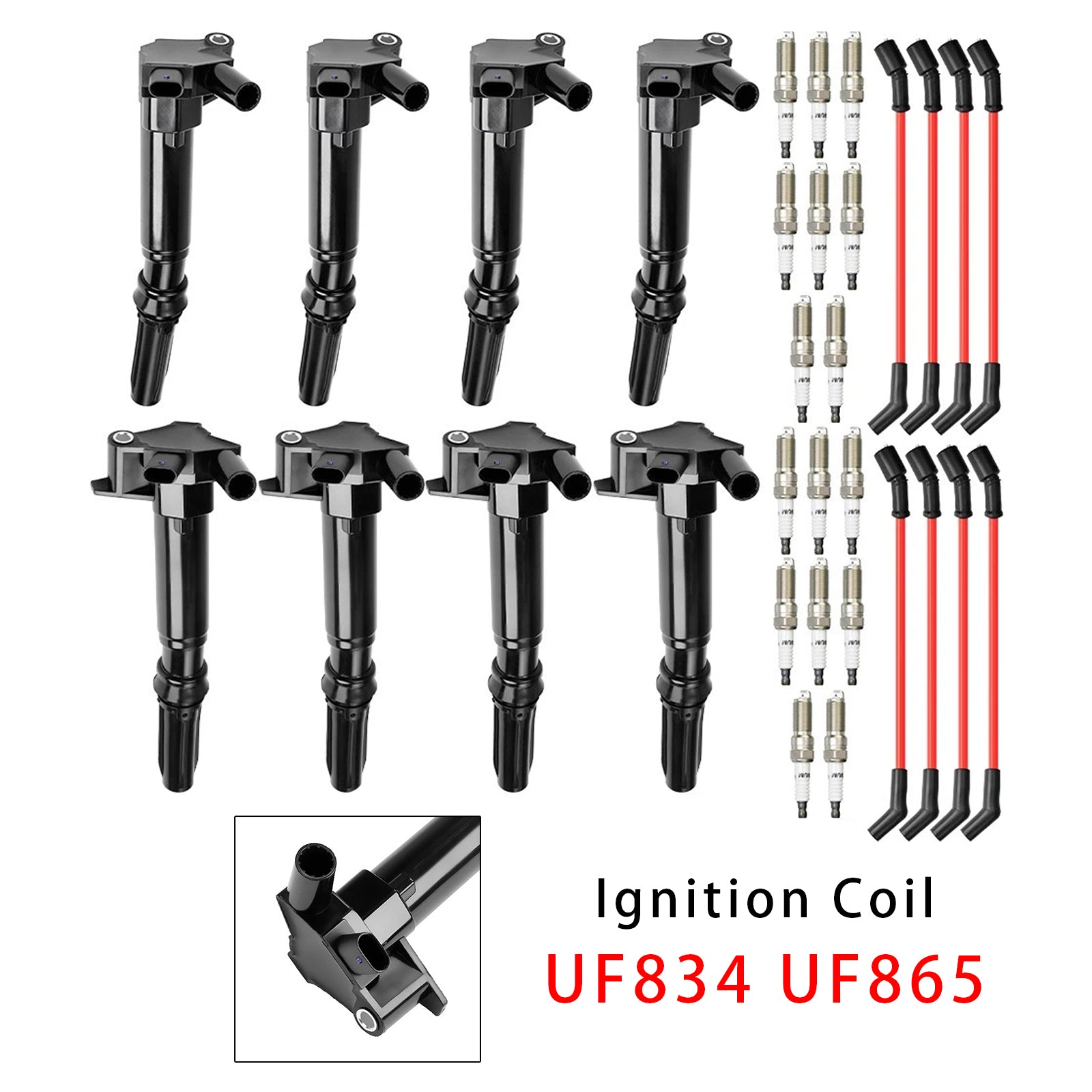 8 bobines d'allumage + 16 bougies + 8 câbles UF834 UF865 pour Ford F-250 F-350 E-450