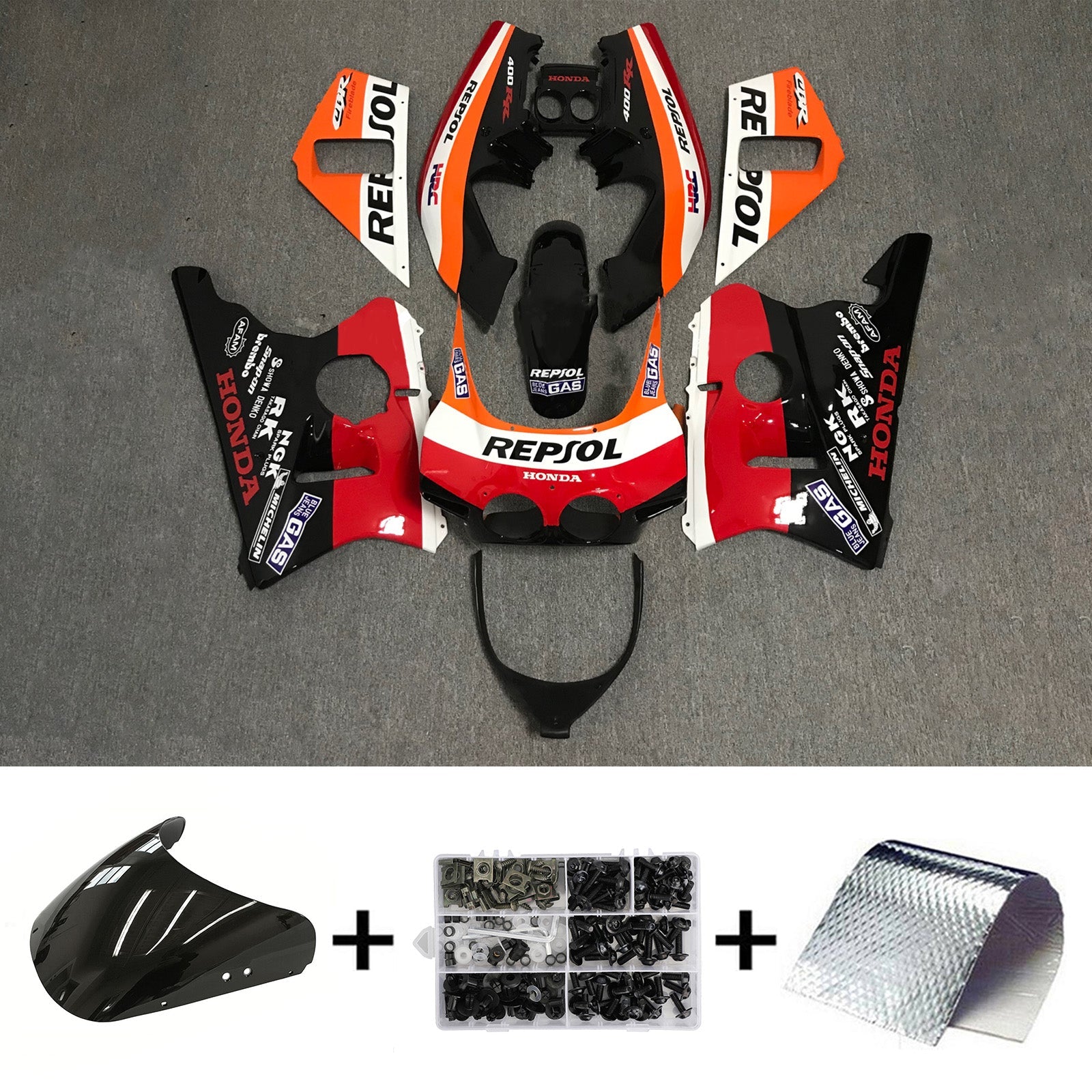 Amotopart Honda CBR400RR NC23 1987-1989 Kit de carenado de carrocería de plástico ABS