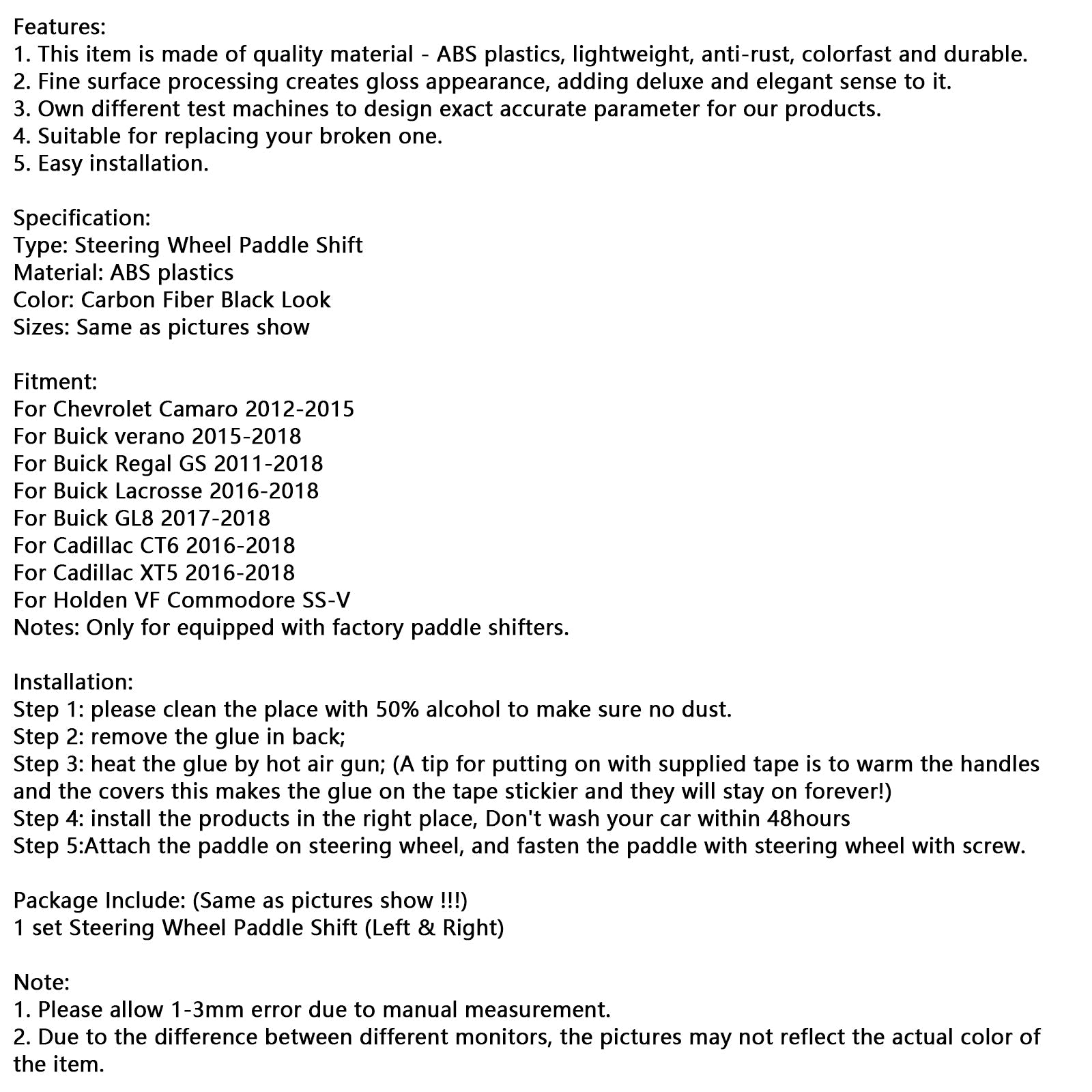 Rozszerzenia palet zmiany prędkości w aspekcie węglowej kierownicy dla Chevrolet Camaro