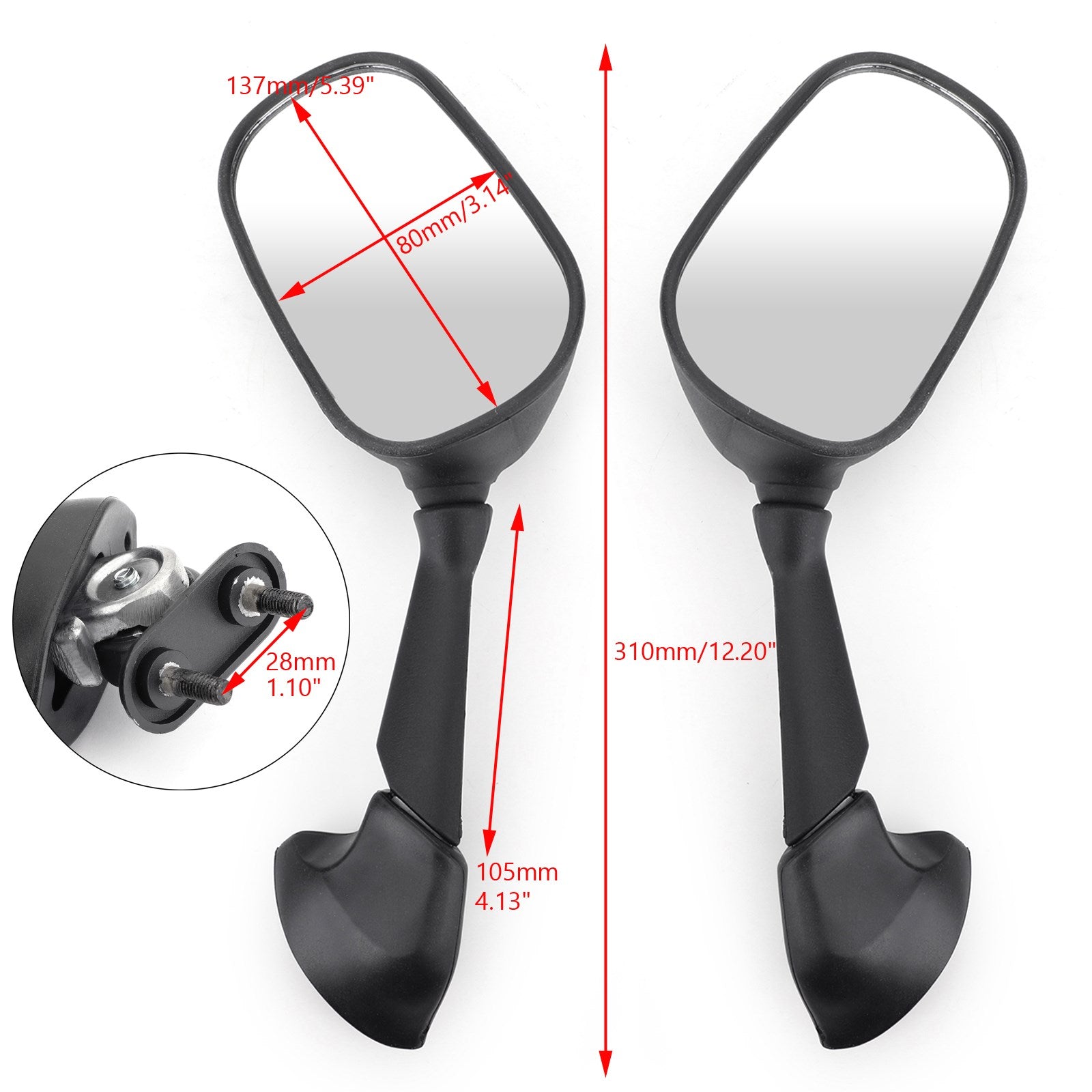 Paire de Rétroviseurs Gauche et Droit pour Yamaha YZF-R1 2007-2008 et YZF-R6 2006-2007