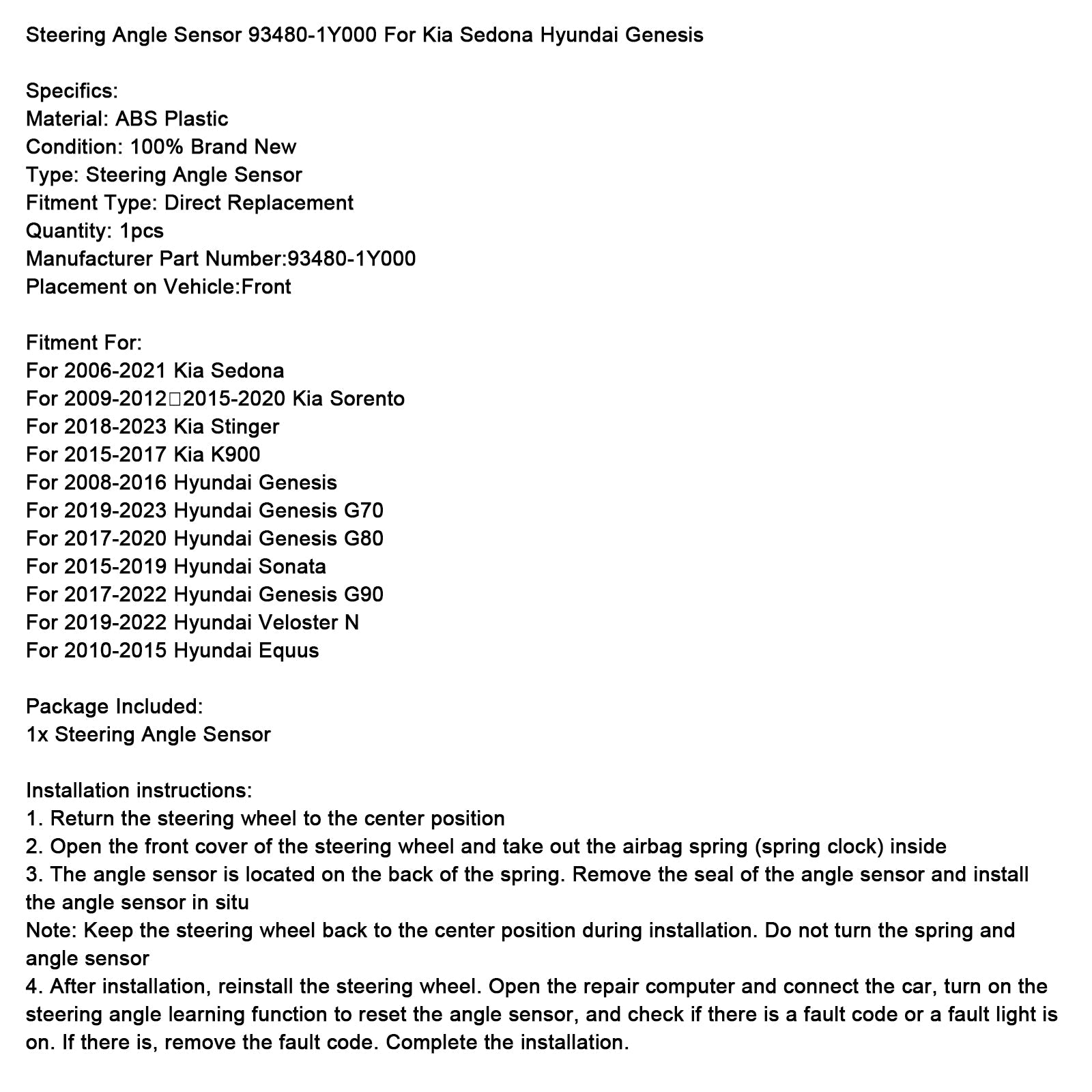 Senzor d&Senzor kota krmiljenja 93480-1Y000 za Kia Sedona in Hyundai Genesis