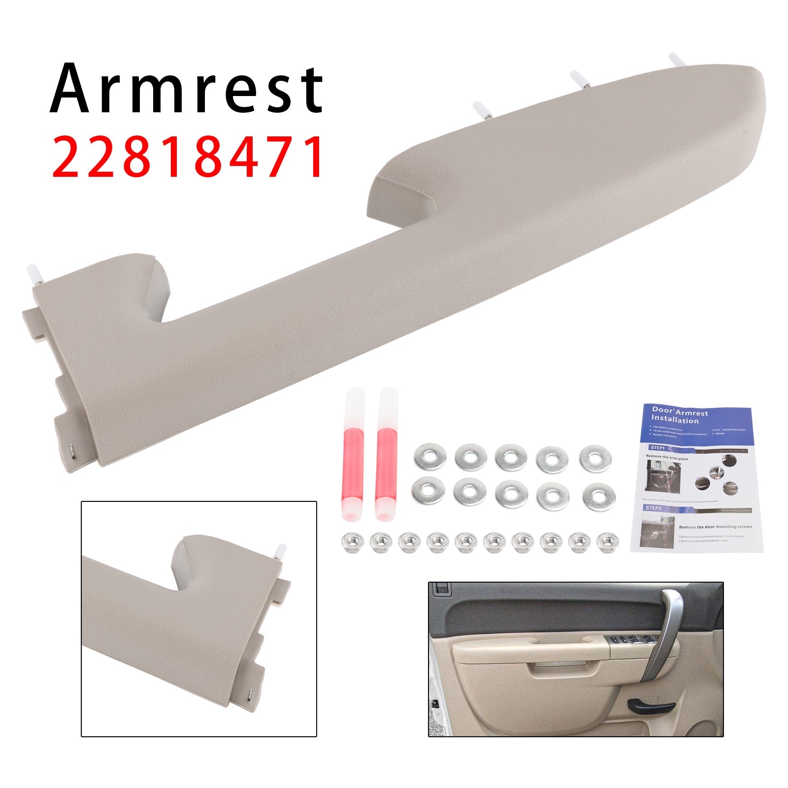 Kit de réparation d'accoudoir avant droit pour Chevy Silverado 1500 2500HD 2010-2014 (gris)