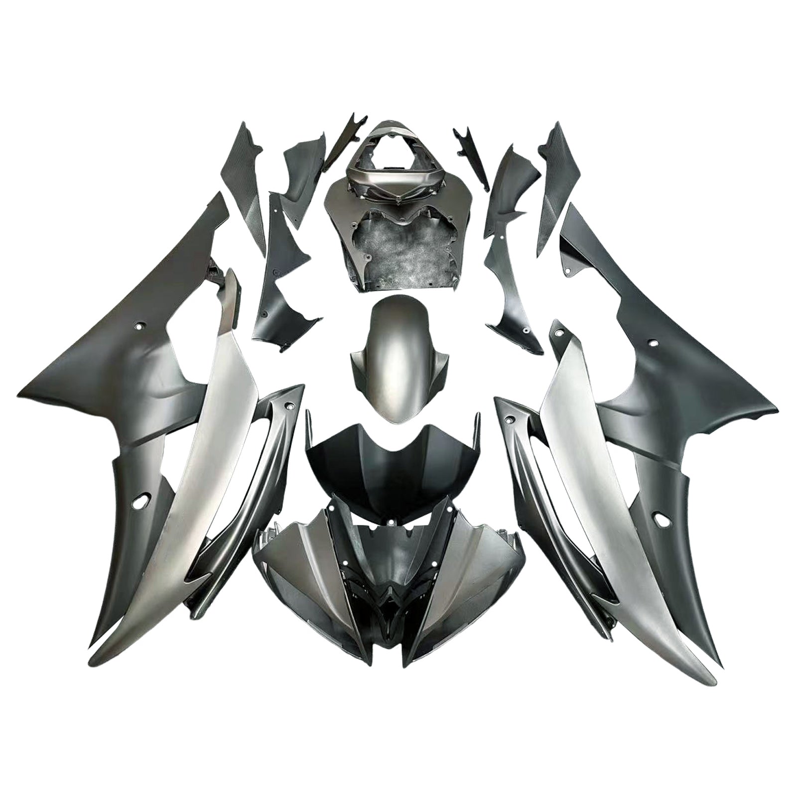 Kit de carénage en plastique moulé par injection gris et noir pour Yamaha YZF-R6 2008-2016Kit de carénage en plastique moulé par injection gris et noir pour Yamaha YZF-R6 2008-2016