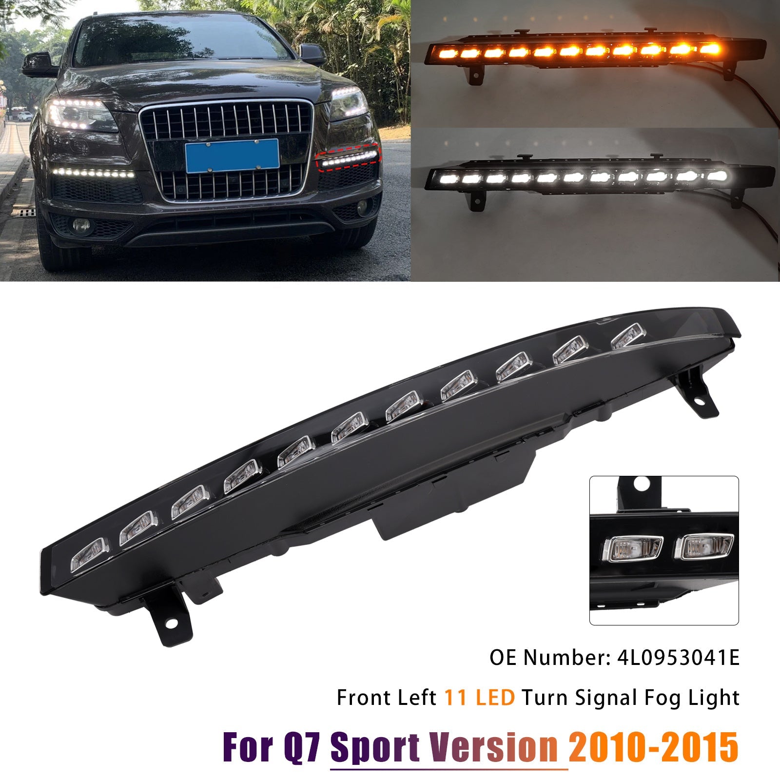 Linker mistlampknipperlicht met 11 LED's voor Audi Q7 Sport-uitvoering (2010-2015) - Onderdeelnummer : 4L0953041E