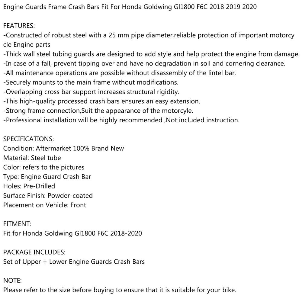 Zaščitne zaščitne palice za Honda Goldwing GL1800 F6C 18-23