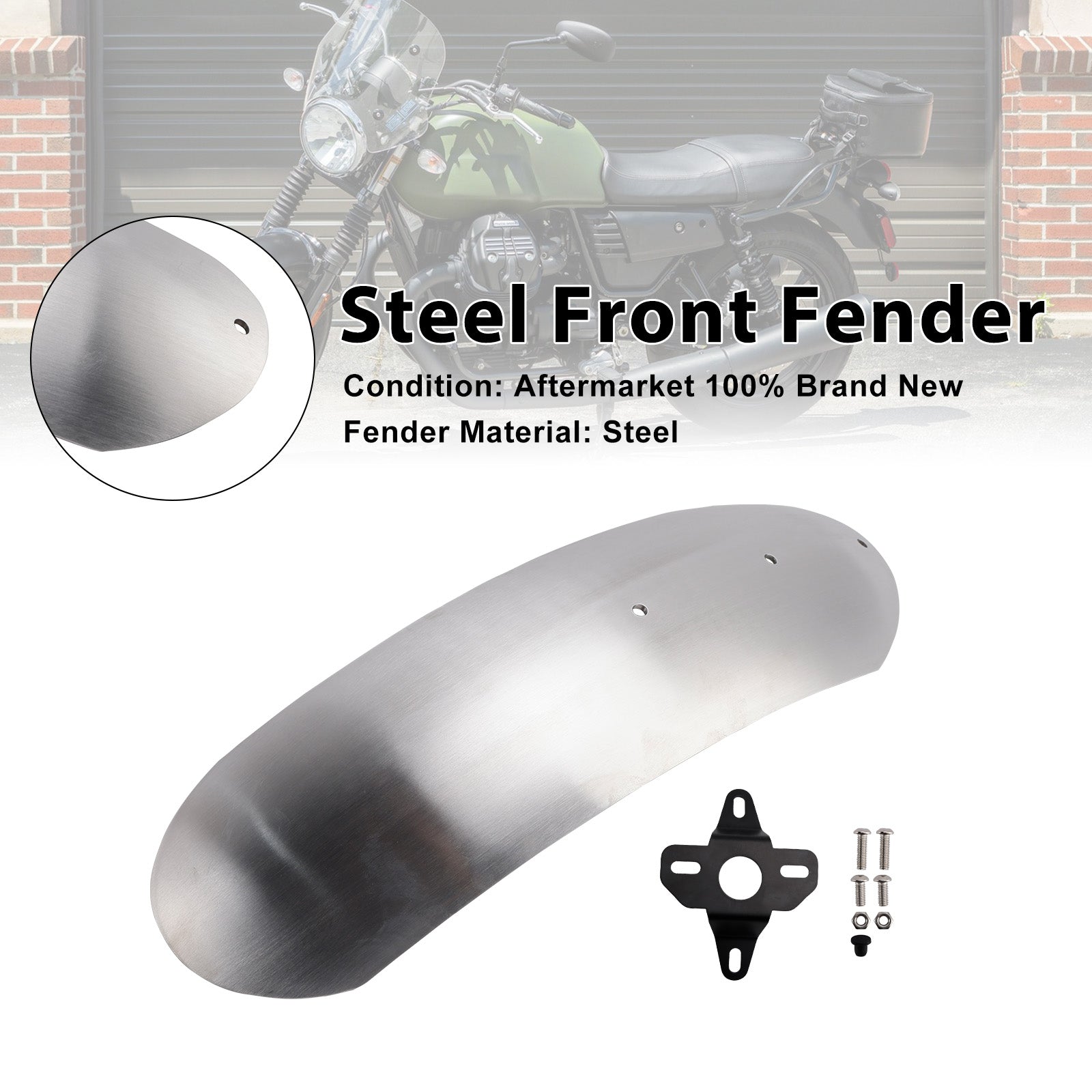 Parafango Anteriore in Acciaio Compatibile con MOTO GUZZI V7 Stone Special 2017-2025