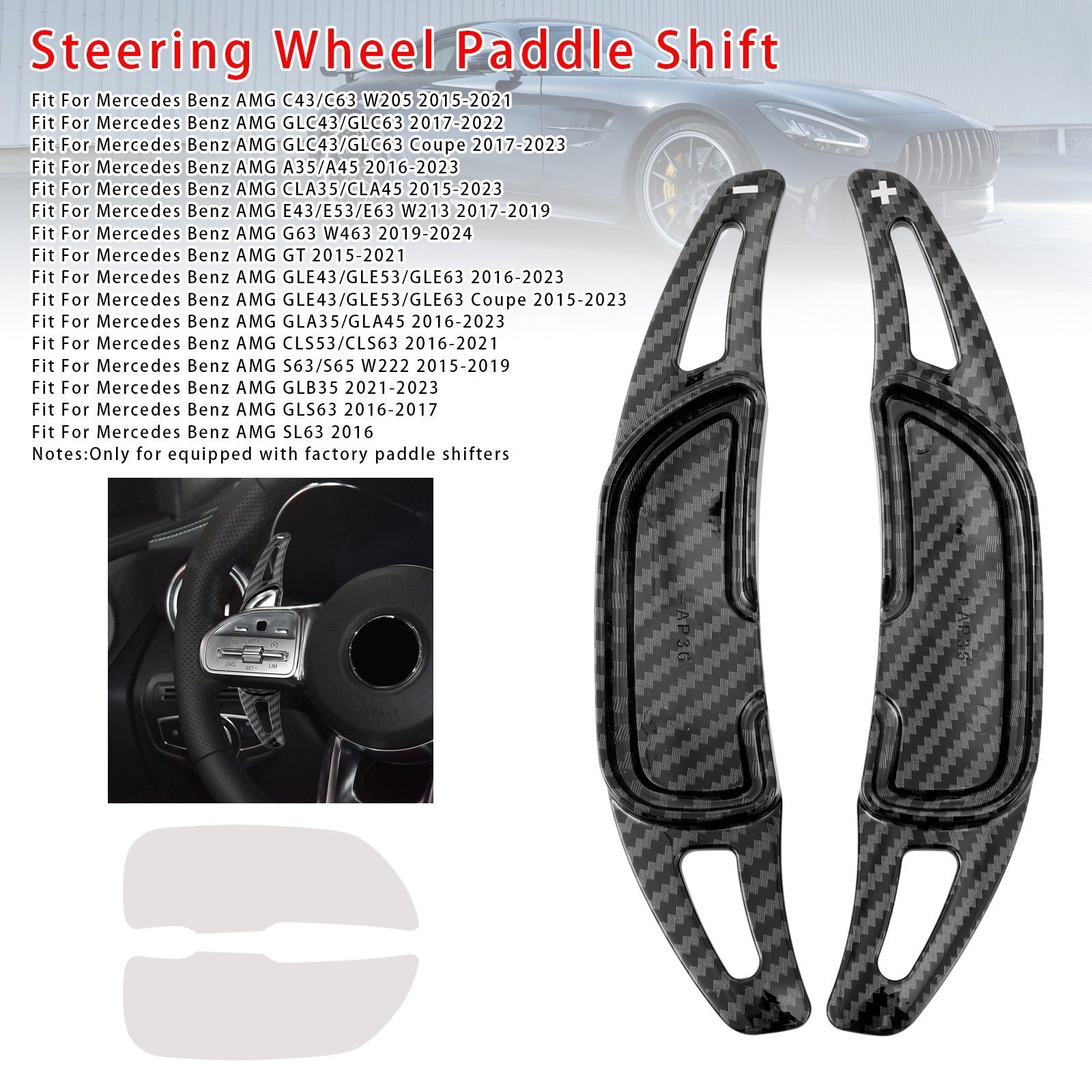 Extensión de paletas de cambio de velocidad detrás del volante para Mercedes Benz AMG