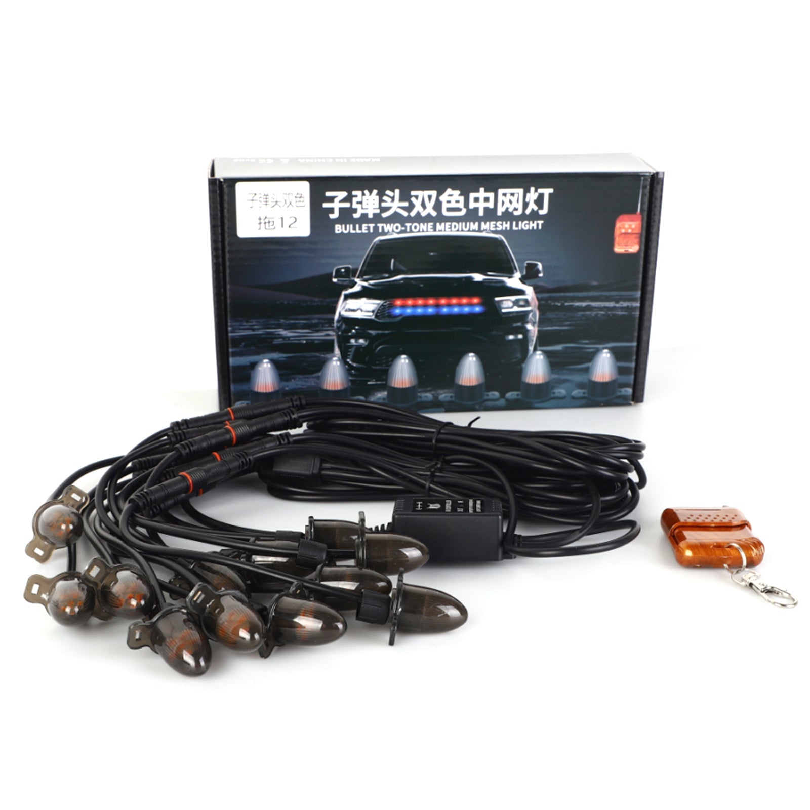Zestaw 12 światła migające światła do przedniej kratki, styl głowy piłki, uniwersalny, do samochodu