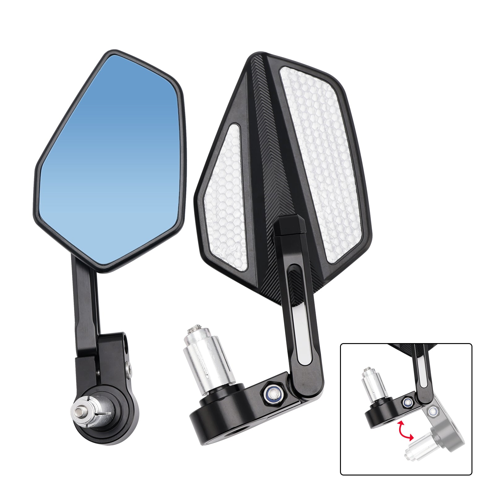 Set di specchietti retrovisori da manubrio in alluminio CNC nero 7/8""universale"