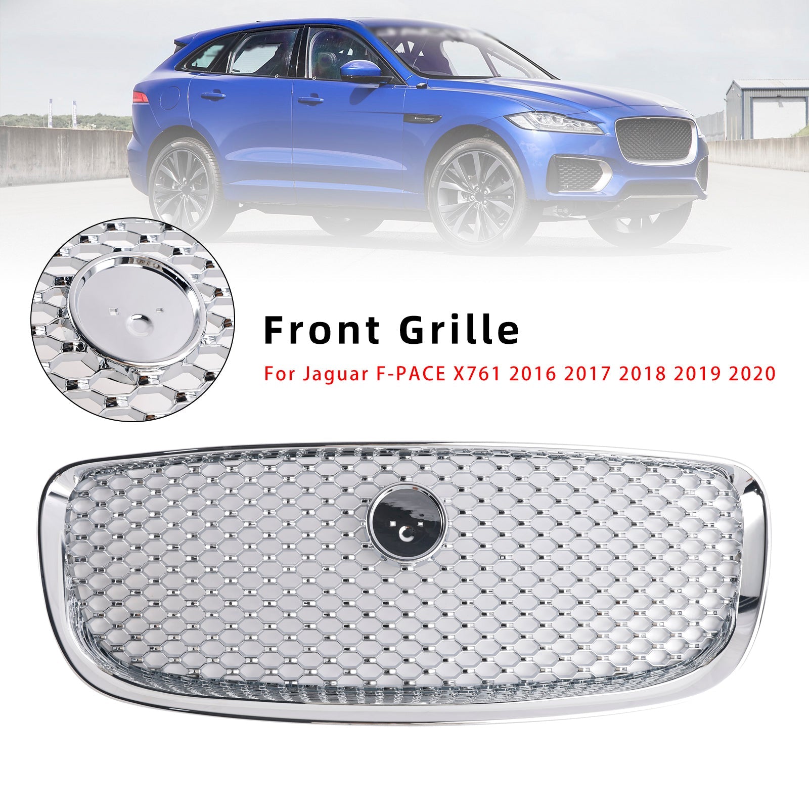 Grille de pare-chocs avant chromée pour Jaguar F-PACE X761 2016-2020