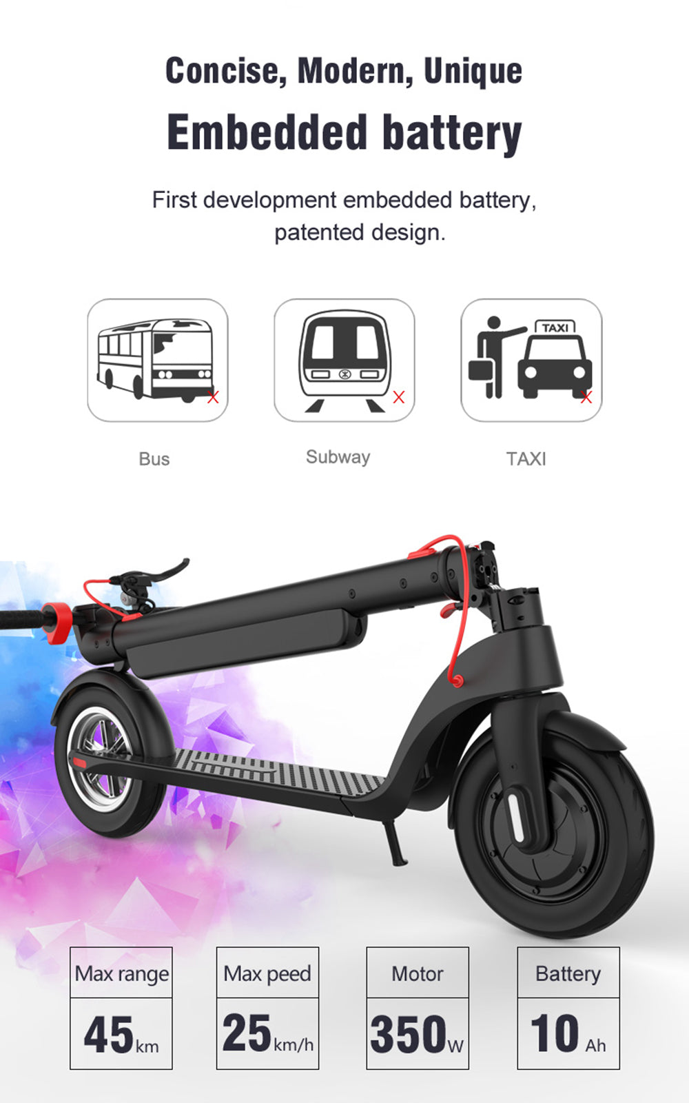 10" gama eléctrica plegable de la vespa 350W los 45KM para los desplazamientos adultos de la ciudad