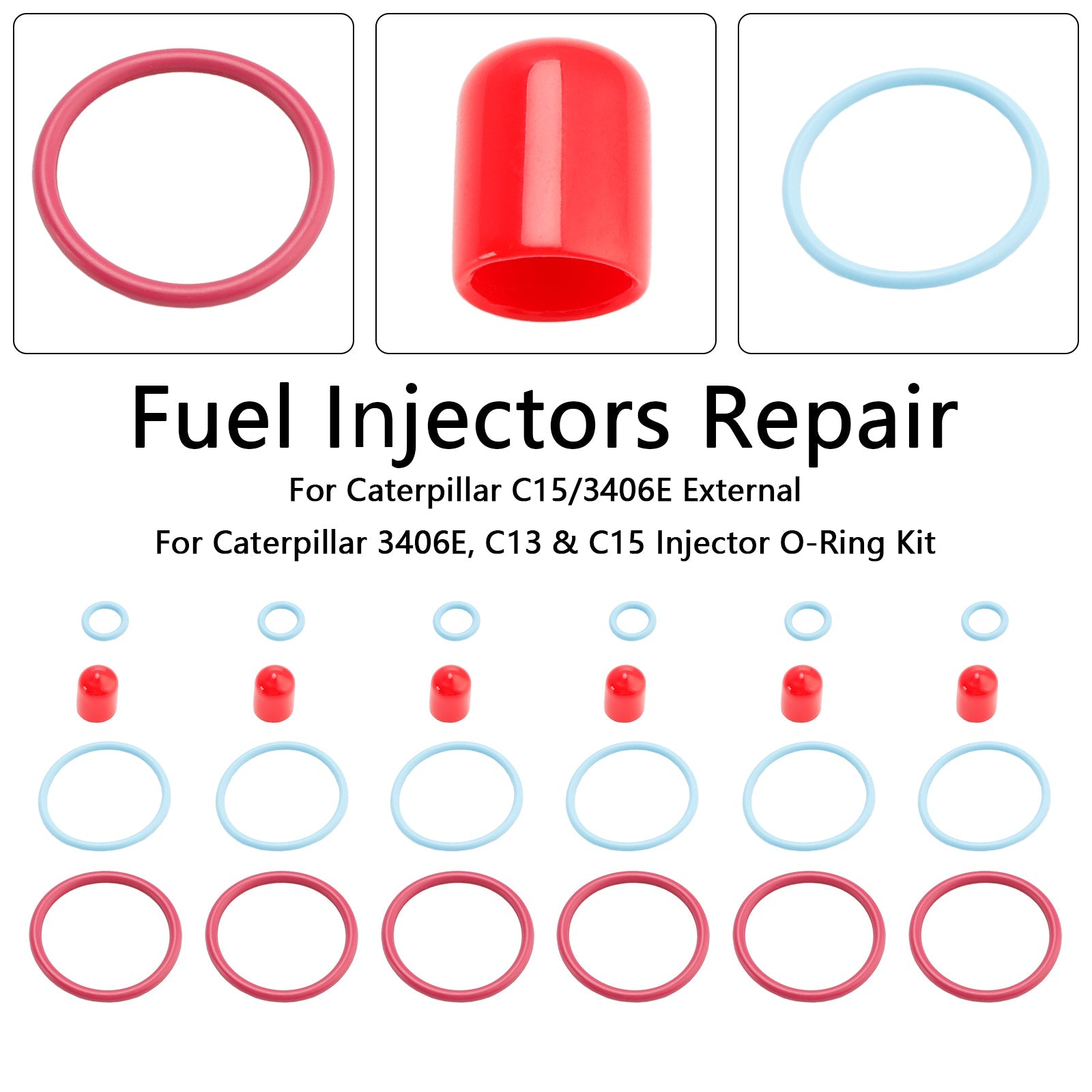 Kit de joints toriques pour injecteurs de carburant externes CAT C15/3406E 6 pièces pour Caterpillar 2481394 248-394 189-5390 1895390