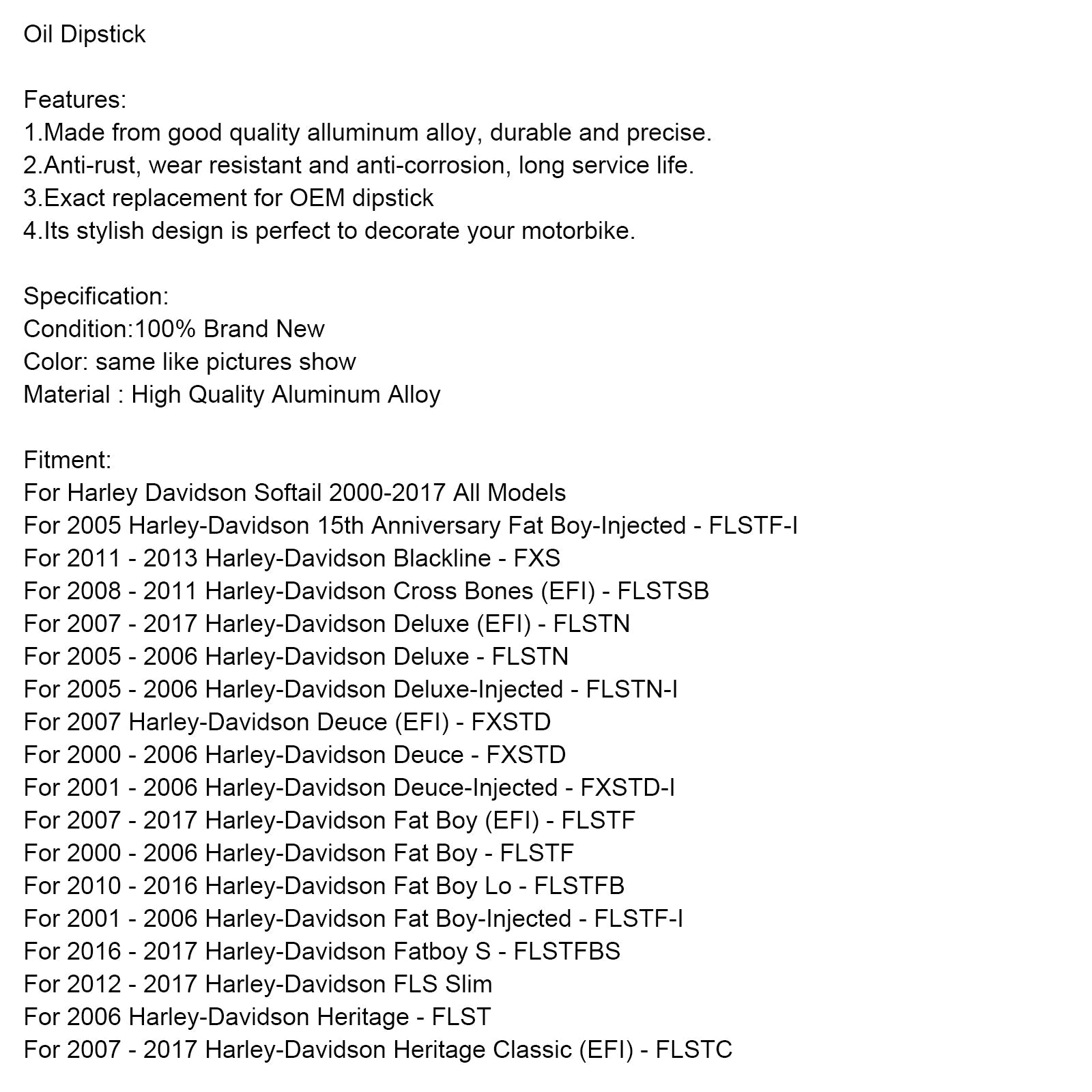 Tapa del tanque de medidor de aceite para Softail 2000-2017 Todos los modelos