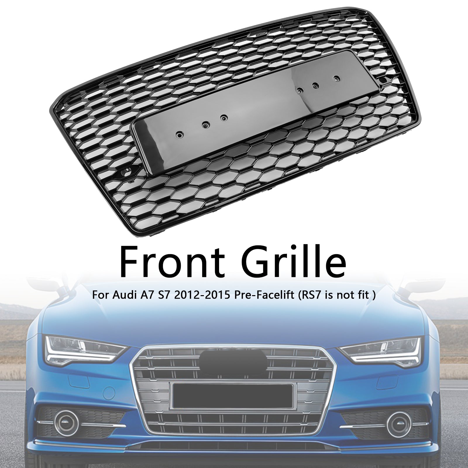 RS7 Style Honeycomb Sport Mesh Hex Grill Grille Pour Audi A7/S7 2012-2015 Black