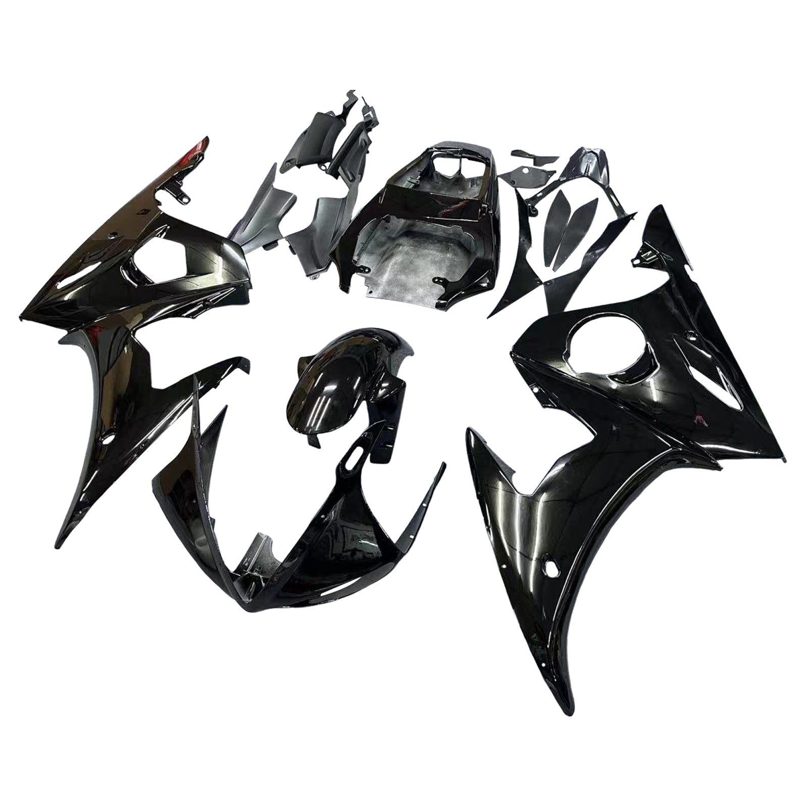 Fairing Injection Plastic Kit Gloss Black w/bolt Fit For YAMAHA 2005 YZF R6