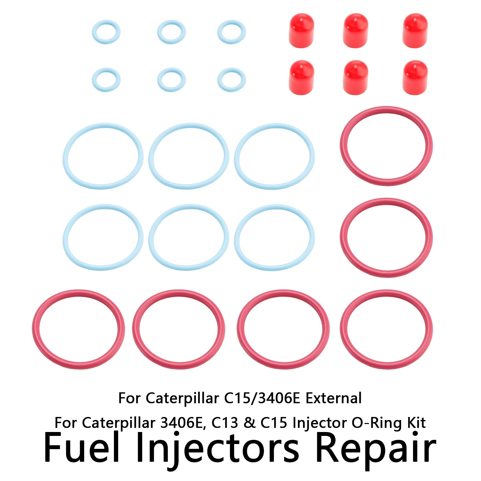 Kit de joints toriques pour injecteurs de carburant externes CAT C15/3406E 6 pièces pour Caterpillar 2481394 248-394 189-5390 1895390