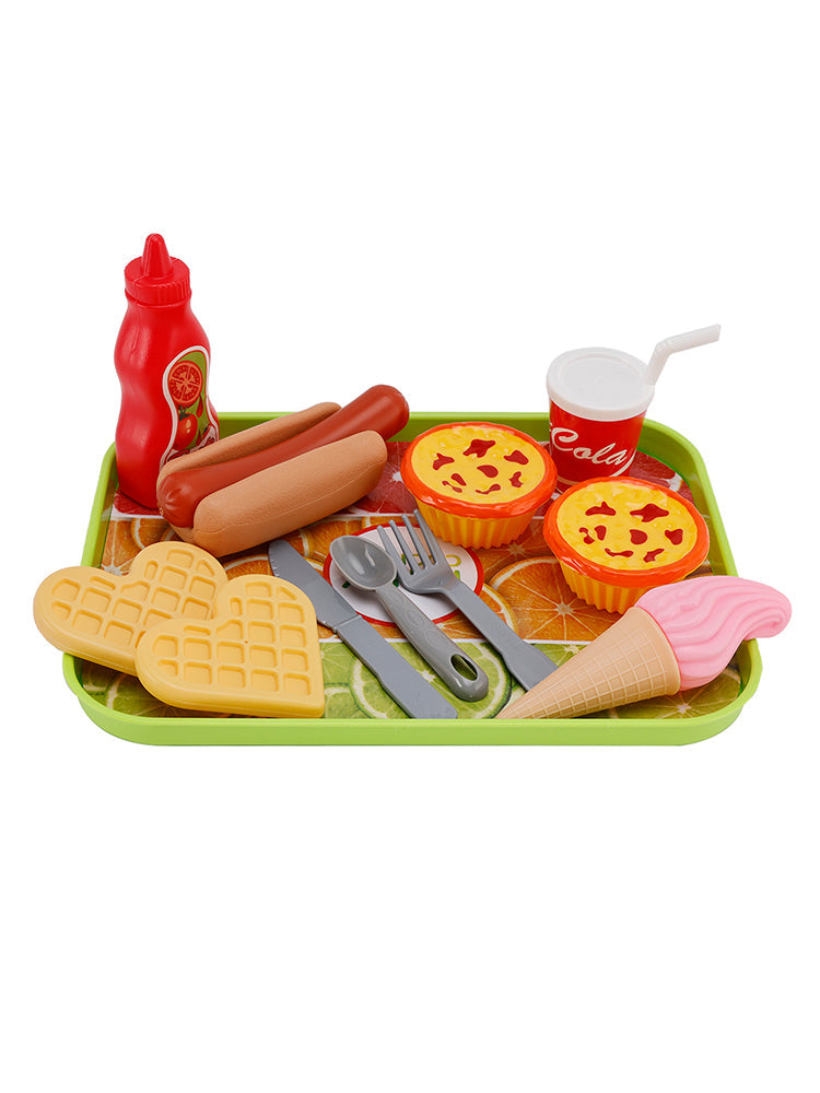 Ensemble de cuisine pour enfants, tarte aux œufs, gaufres, glaces, boissons
